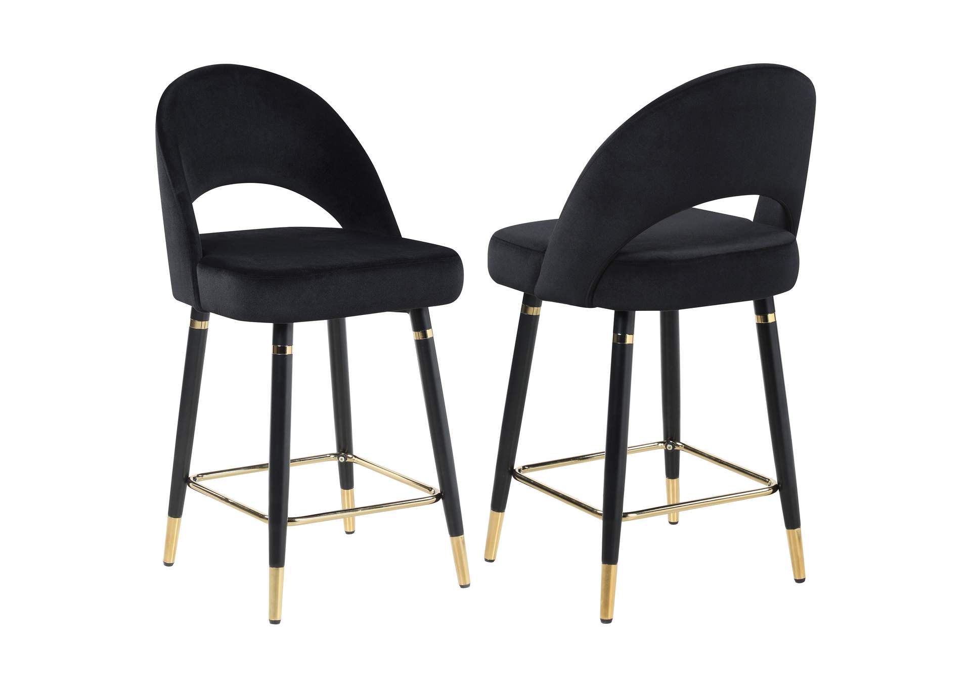 Reyes Arched Back Upholstered Counter Height Stools Black (Set of 2),Coaster Furniture