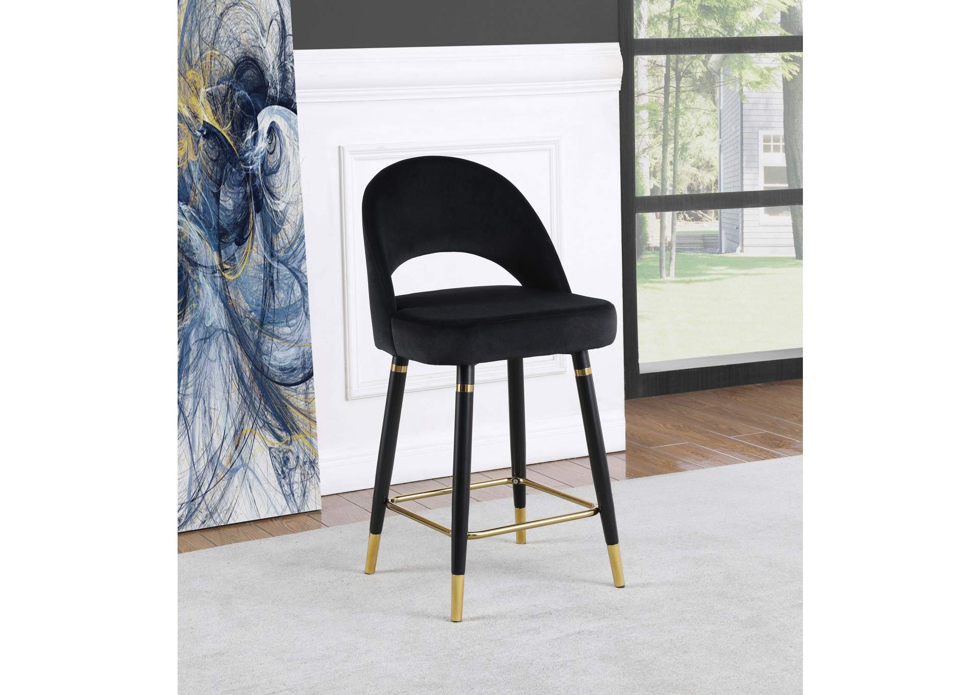 Reyes Arched Back Upholstered Counter Height Stools Black (Set of 2),Coaster Furniture