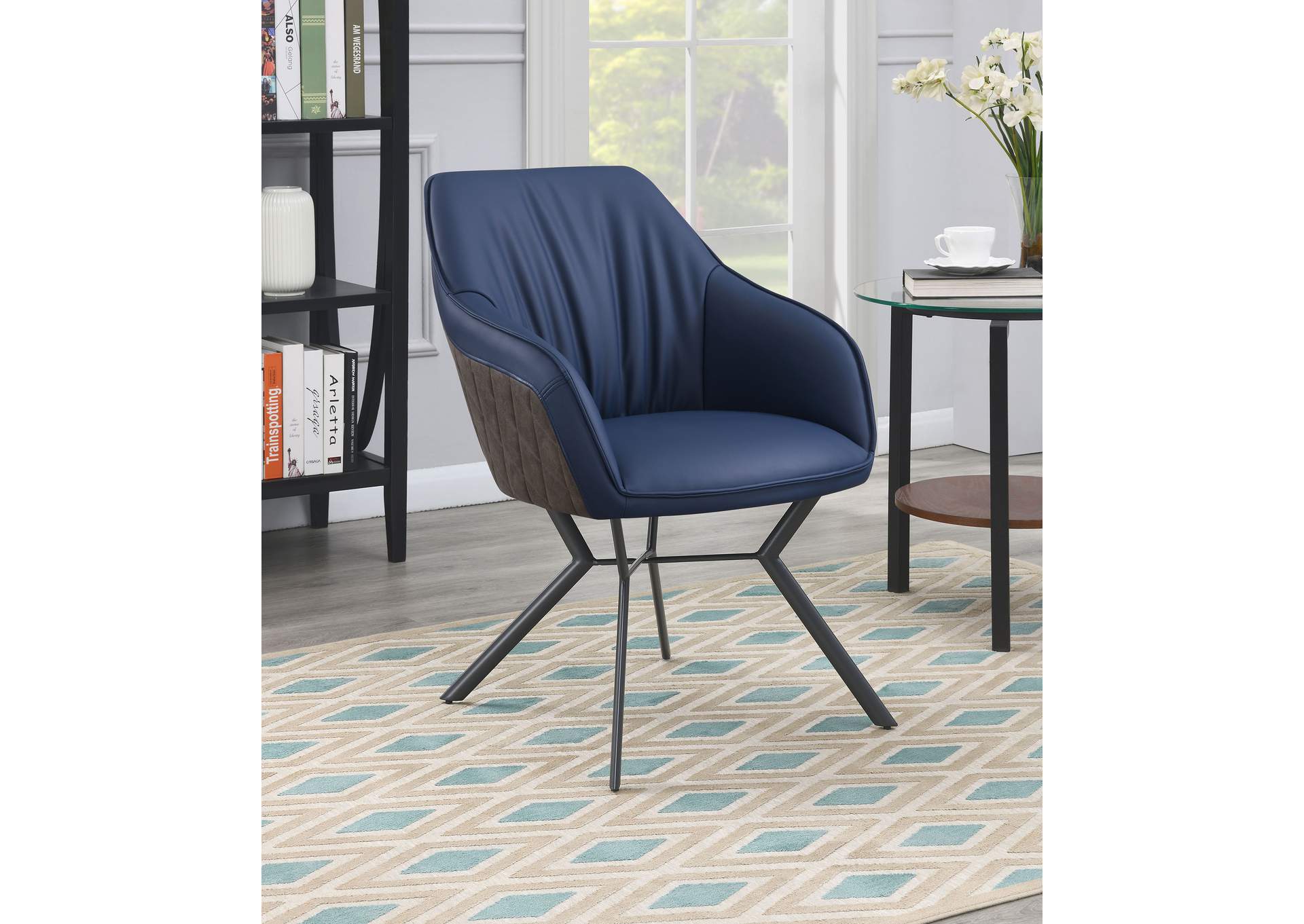 Trevon Upholstered Tufted Side Chairs (Set of 2) Blue and Brown,Coaster Furniture