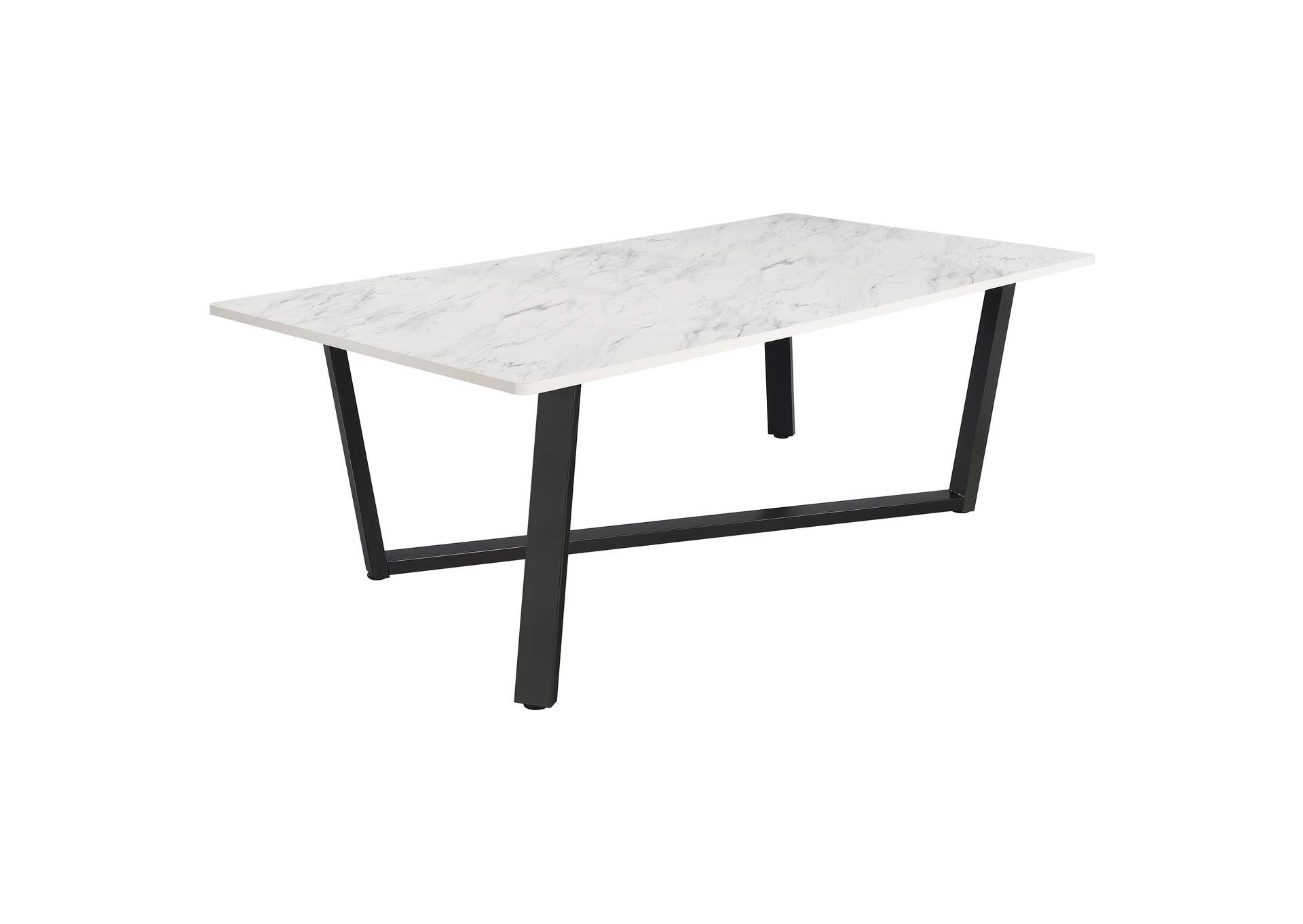 Mayer Rectangular Dining Table Faux White Marble and Gunmetal,Coaster Furniture