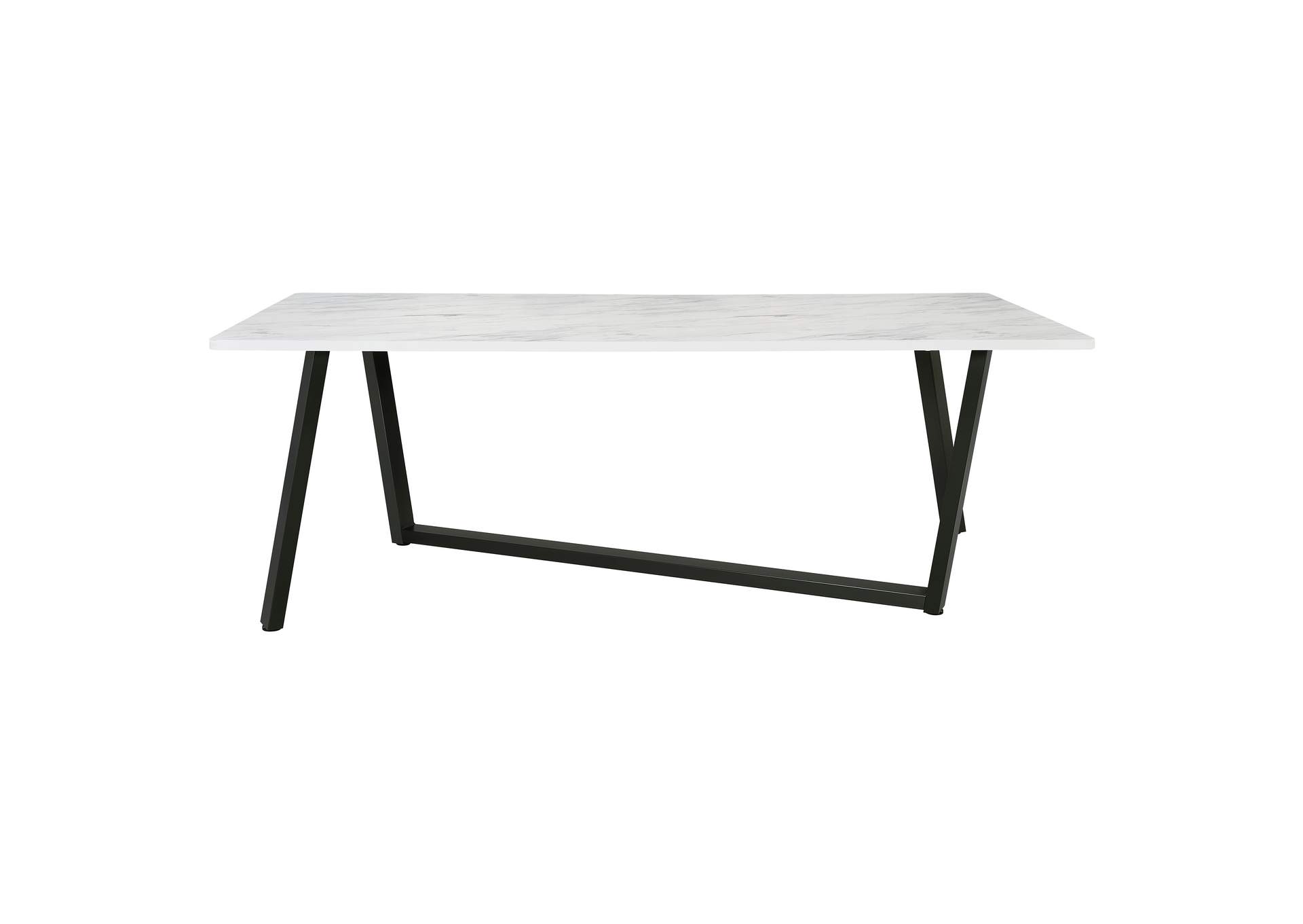 Mayer Rectangular Dining Table Faux White Marble and Gunmetal,Coaster Furniture