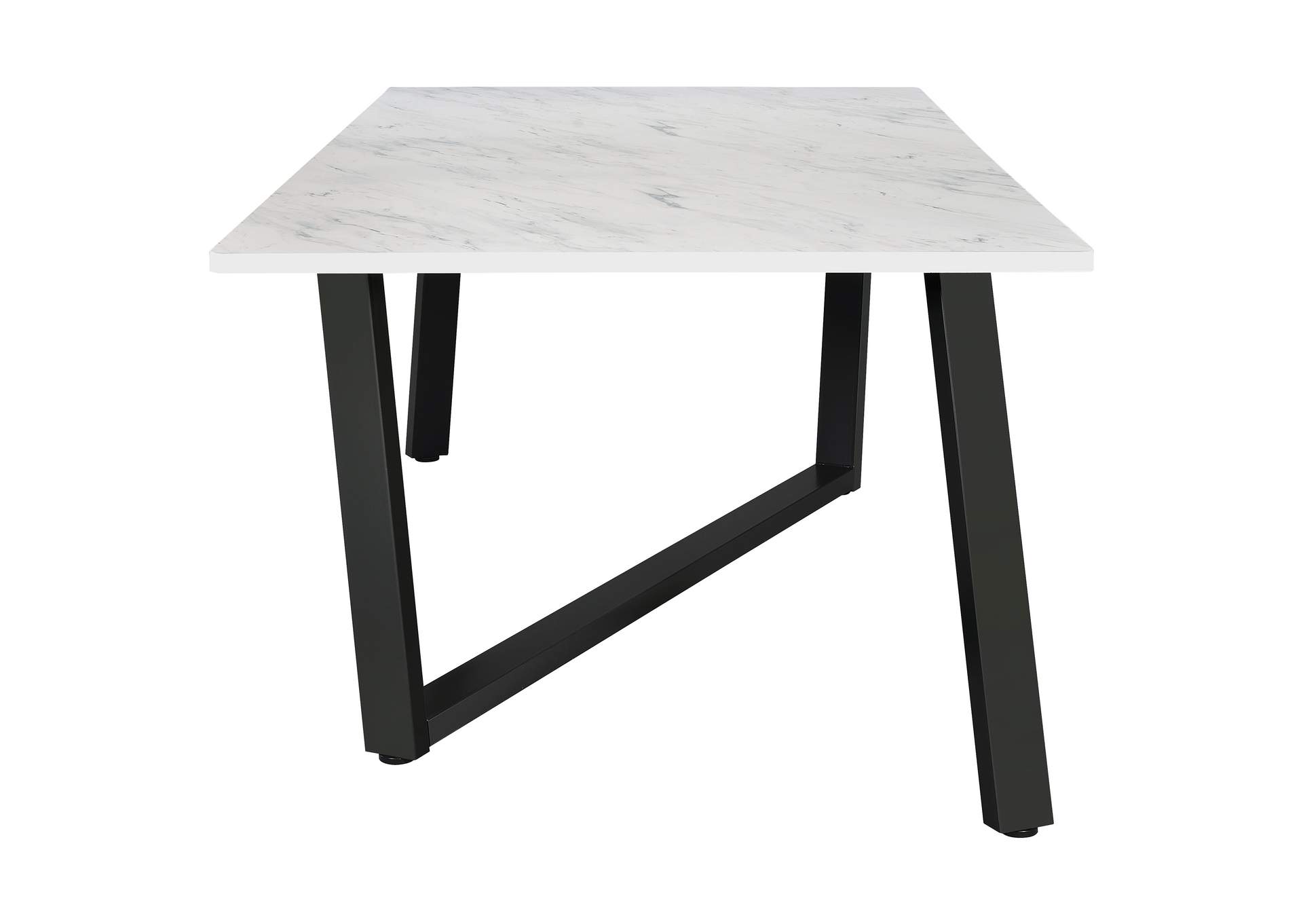 Mayer Rectangular Dining Table Faux White Marble and Gunmetal,Coaster Furniture