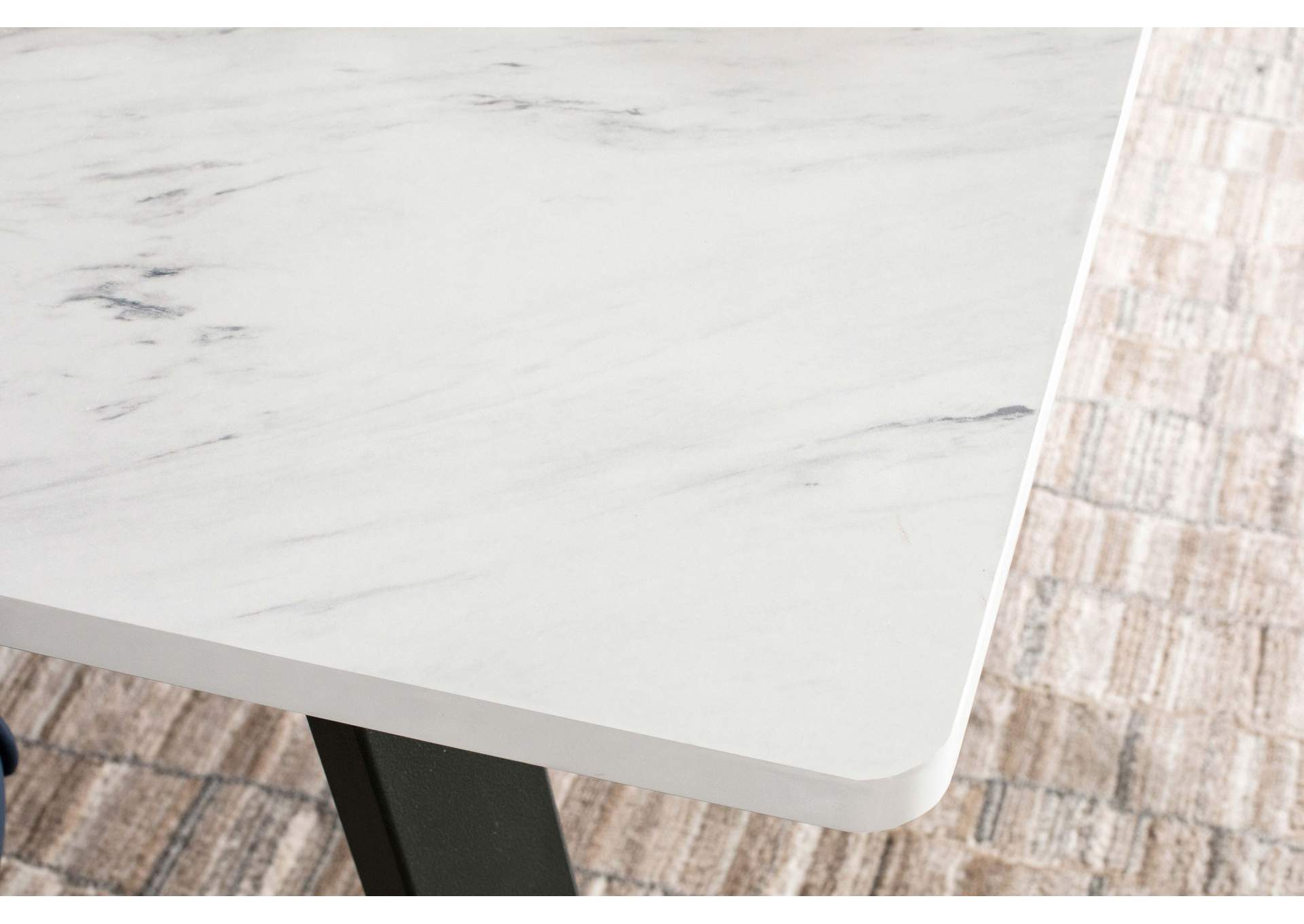 Mayer Rectangular Dining Table Faux White Marble and Gunmetal,Coaster Furniture