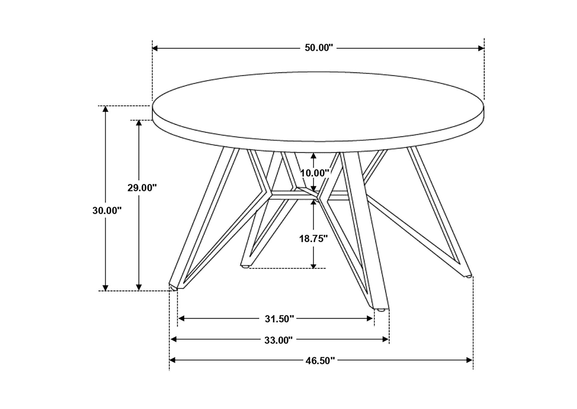 Neil Round Wood Top Dining Table Concrete and Black,Coaster Furniture