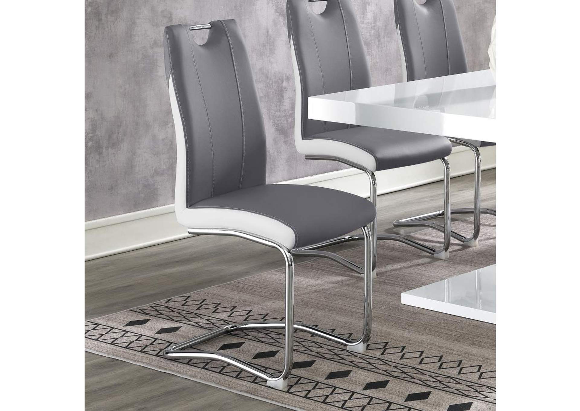 Brooklyn Upholstered Side Chairs With S-Frame (Set Of 4) Grey And White,Coaster Furniture