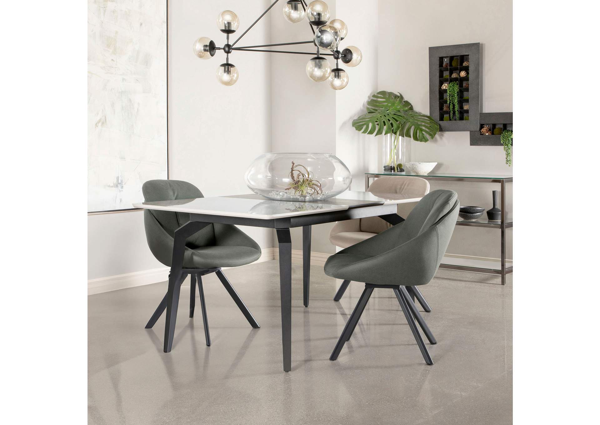 Mina Rectangular Dining Table Grey Ceramic and Sandy Black,Coaster Furniture