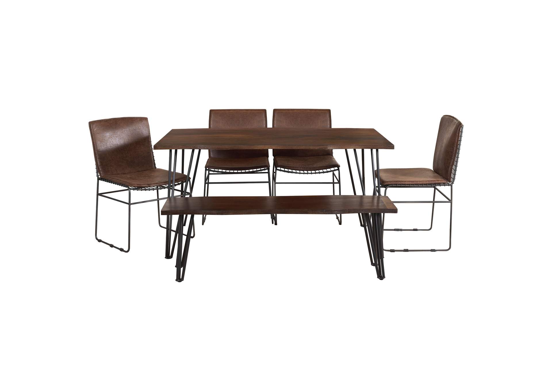 Topeka 6-piece Dining Set Mango Cocoa and Gunmetal,Coaster Furniture