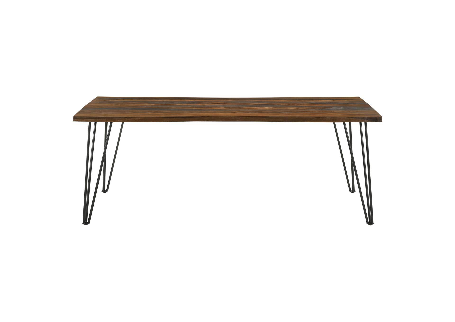 Neve Live-edge Dining Table with Hairpin Legs Sheesham Grey and Gunmetal,Coaster Furniture