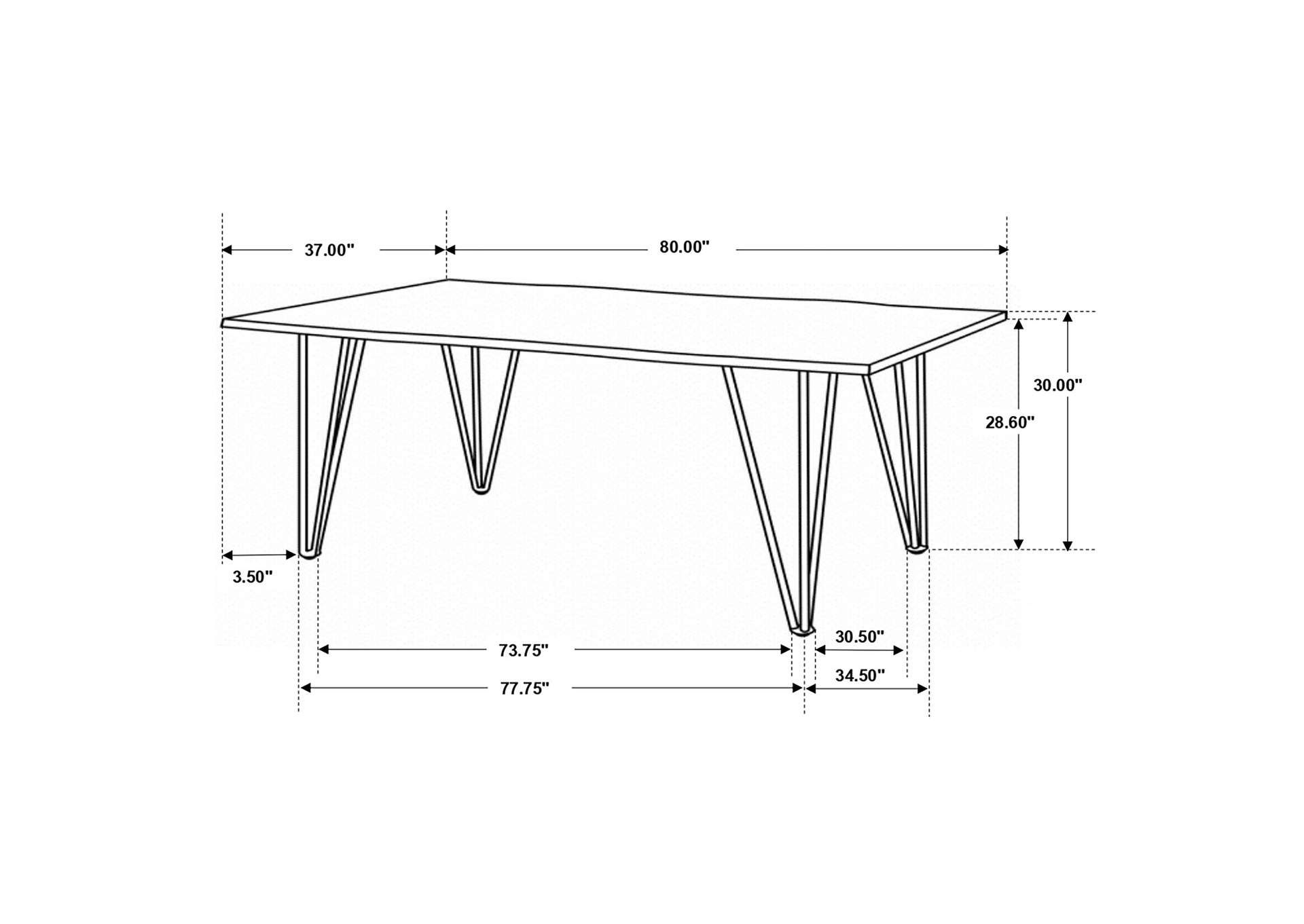 Neve Live-edge Dining Table with Hairpin Legs Sheesham Grey and Gunmetal,Coaster Furniture