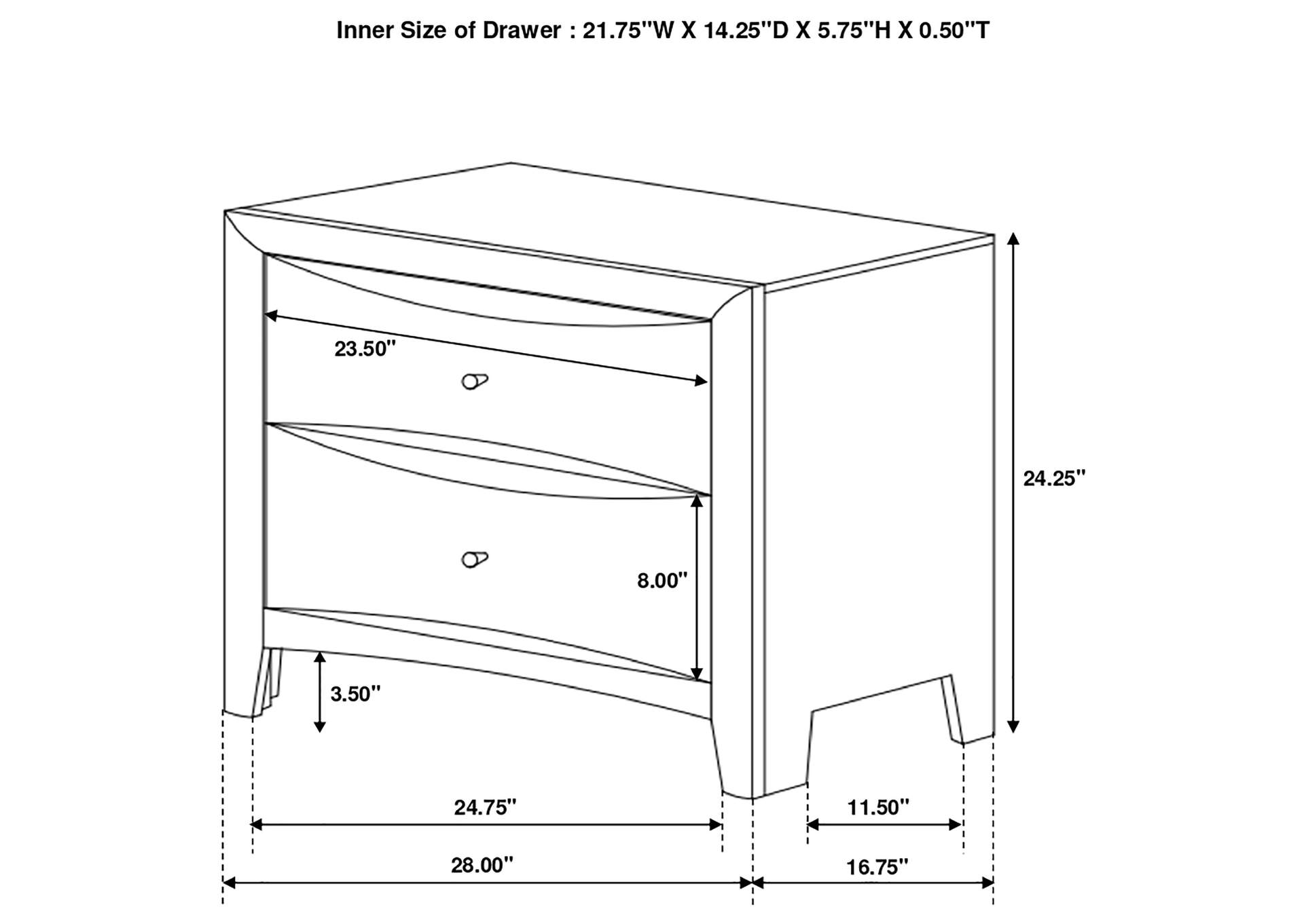 Phoenix 2-drawer Nightstand Deep Cappuccino,Coaster Furniture