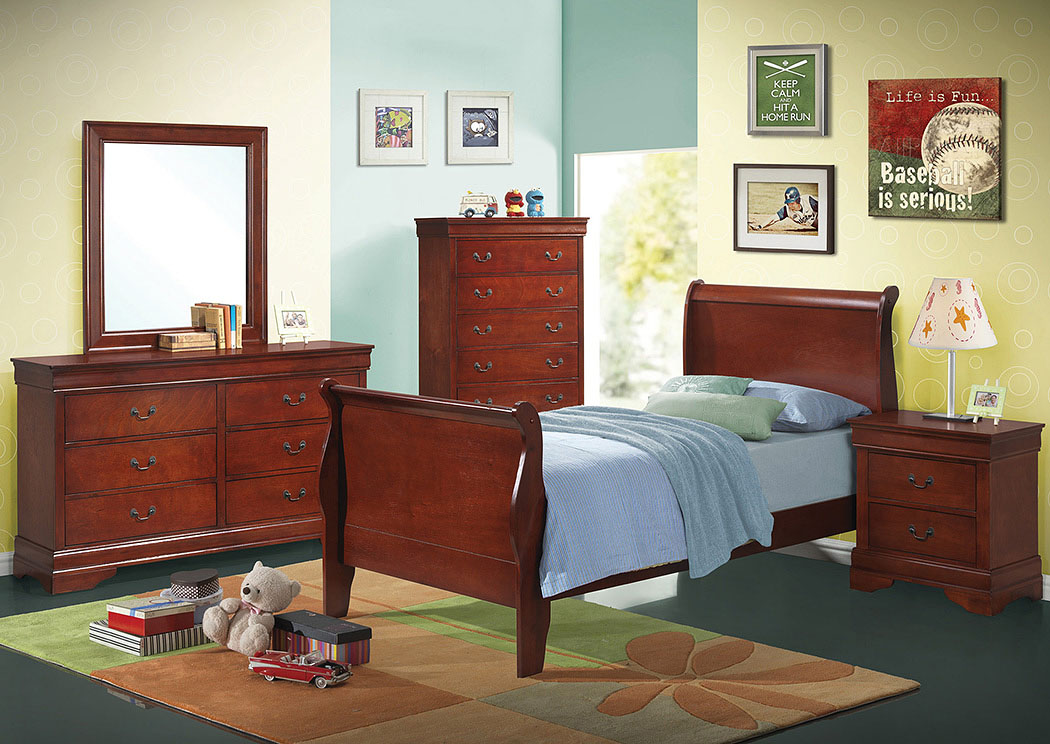 Sambuca Louis Philippe Red Brown Two Drawer Nightstand Sam S Furniture And Mattress