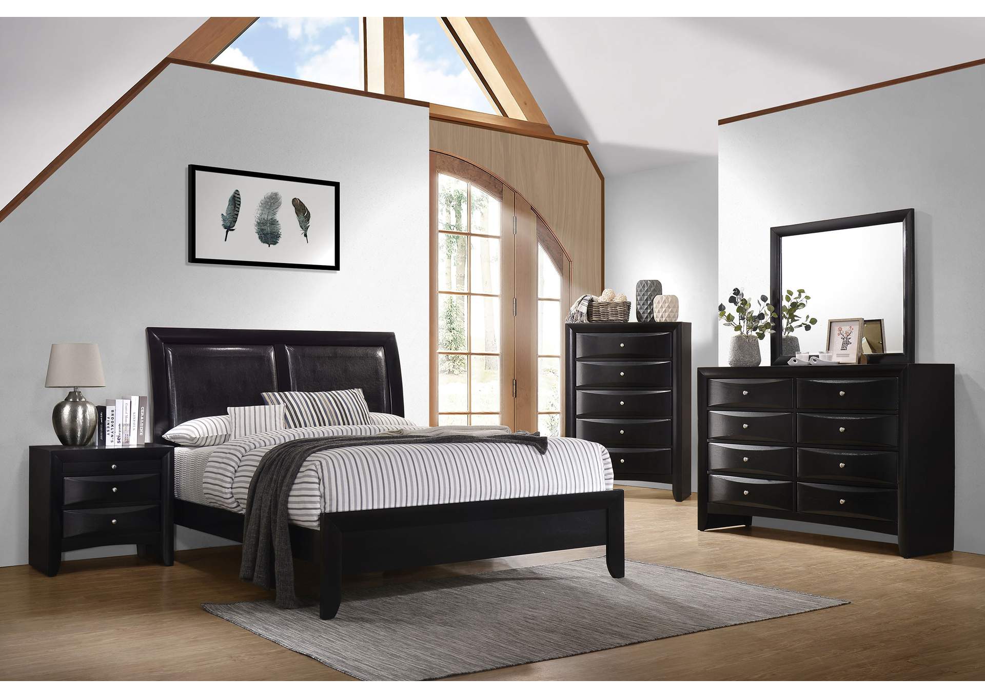 Briana California King Upholstered Panel Bed Black,Coaster Furniture