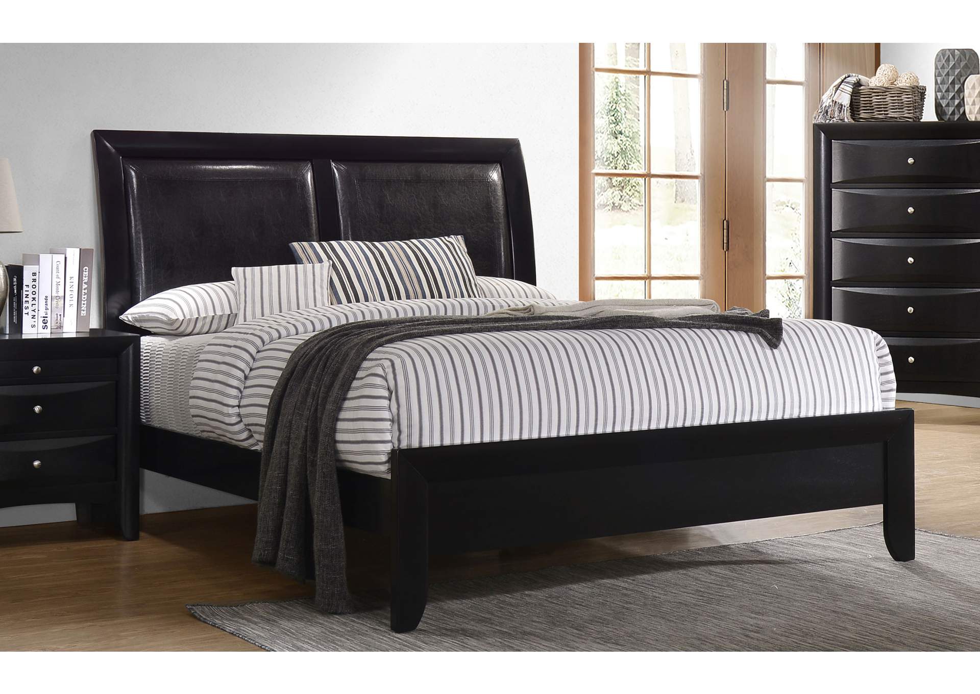 Briana Queen Upholstered Panel Bed Black,Coaster Furniture
