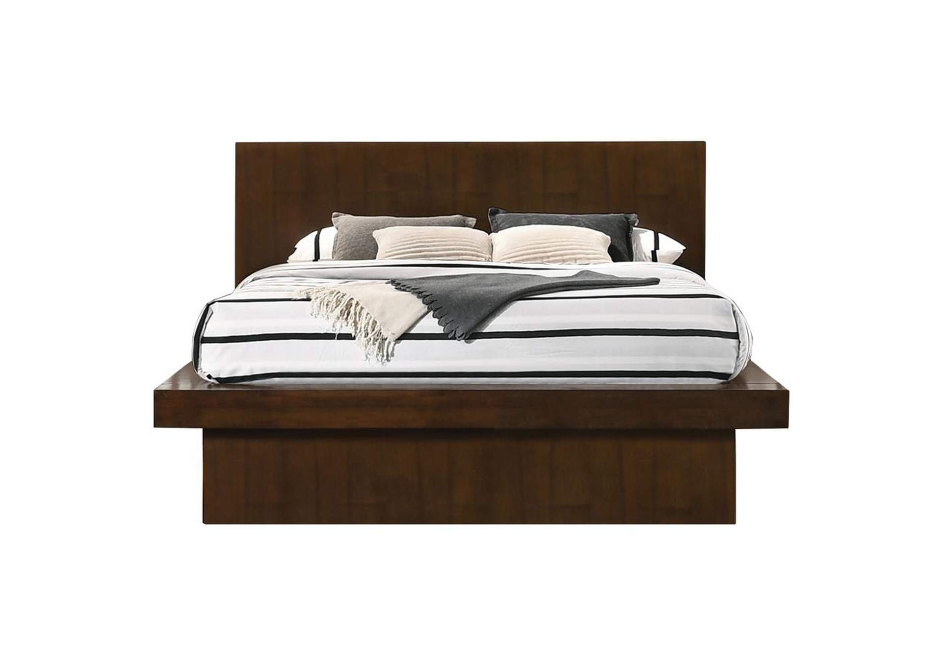 Jessica California King Platform Bed With Rail Seating Cappuccino,Coaster Furniture