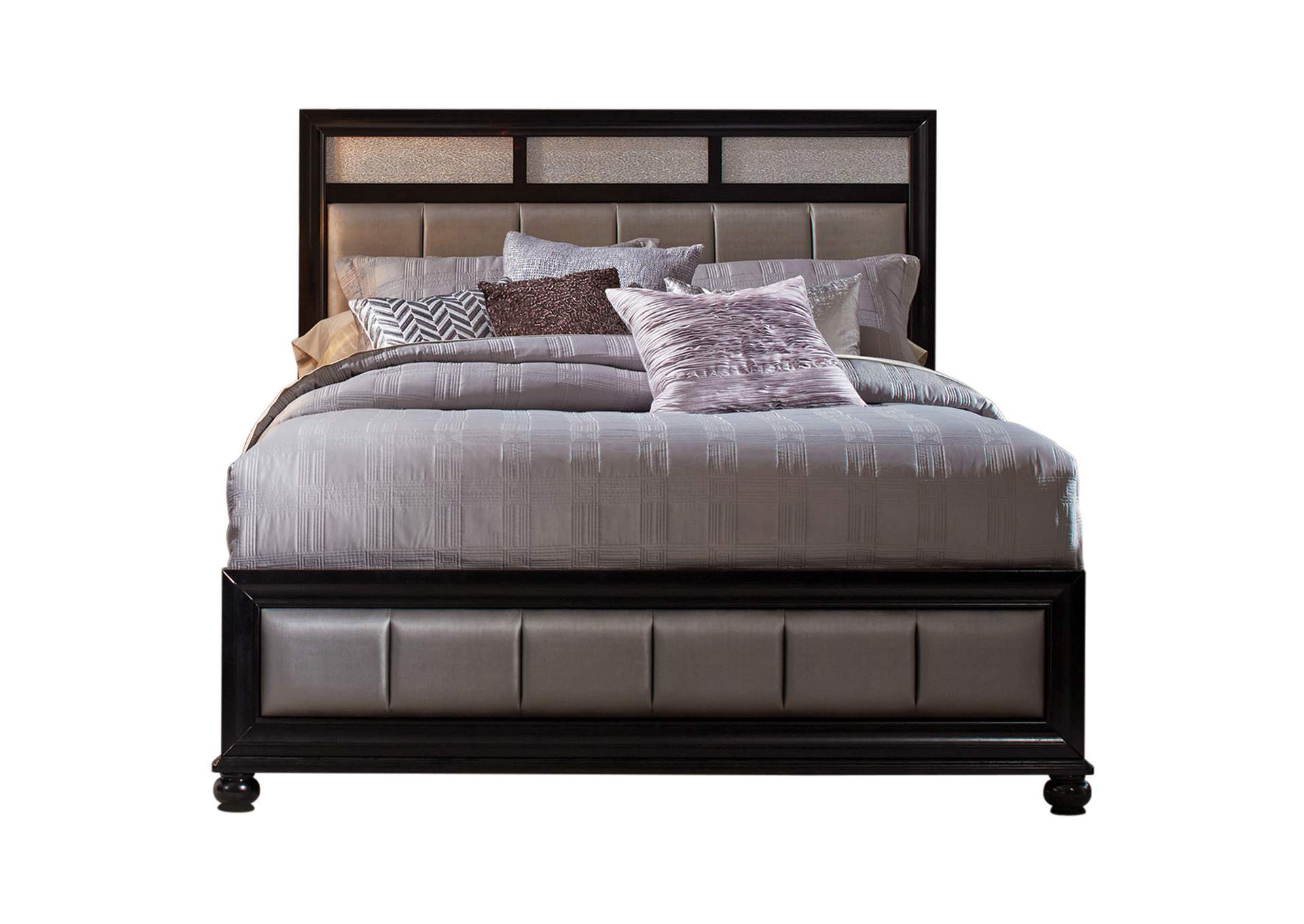 Barzini Eastern King Upholstered Bed Black and Grey,Coaster Furniture