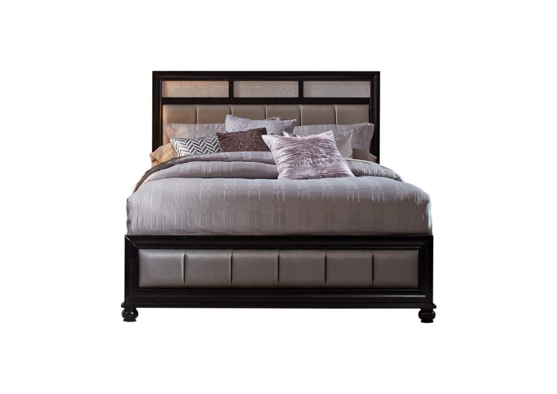 Barzini Queen Upholstered Bed Black and Grey,Coaster Furniture