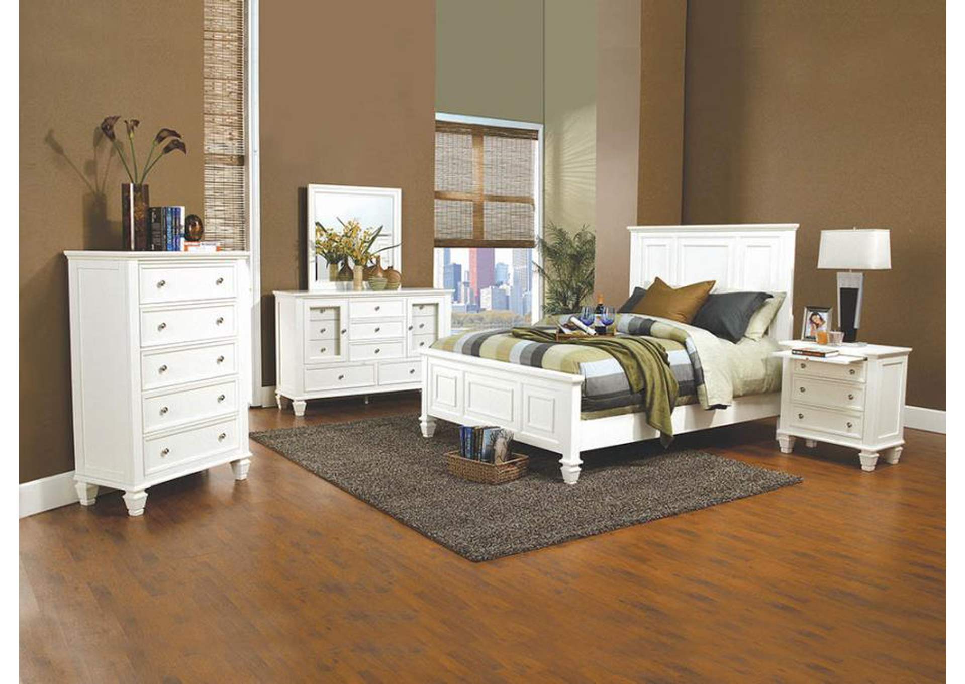 Sandy Beach Eastern King Panel Bed With High Headboard White,Coaster Furniture