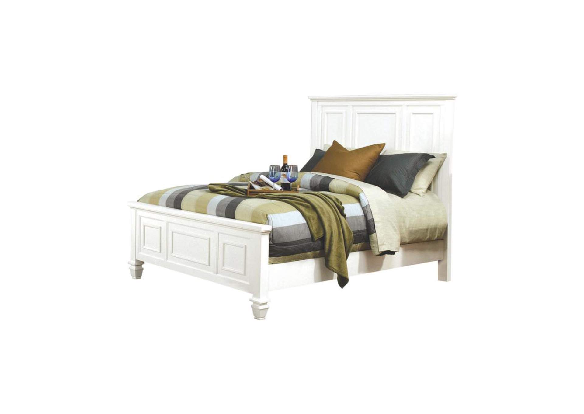 Sandy Beach Queen Panel Bed With High Headboard White