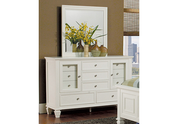 Sandy Beach White Dresser w/Mirror,Coaster Furniture