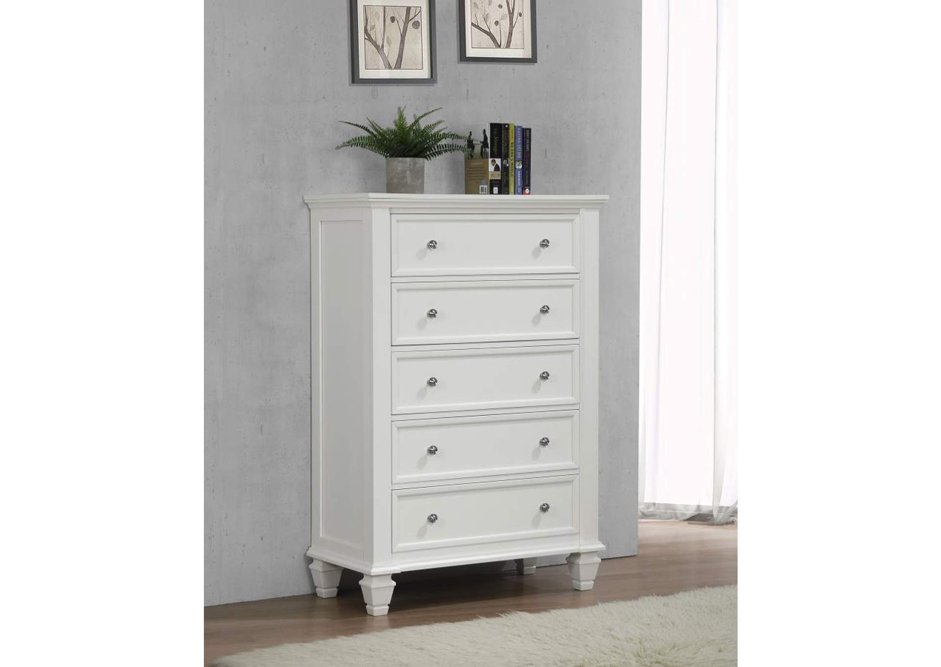 Sandy Beach 5 - drawer Rectangular Chest White,Coaster Furniture
