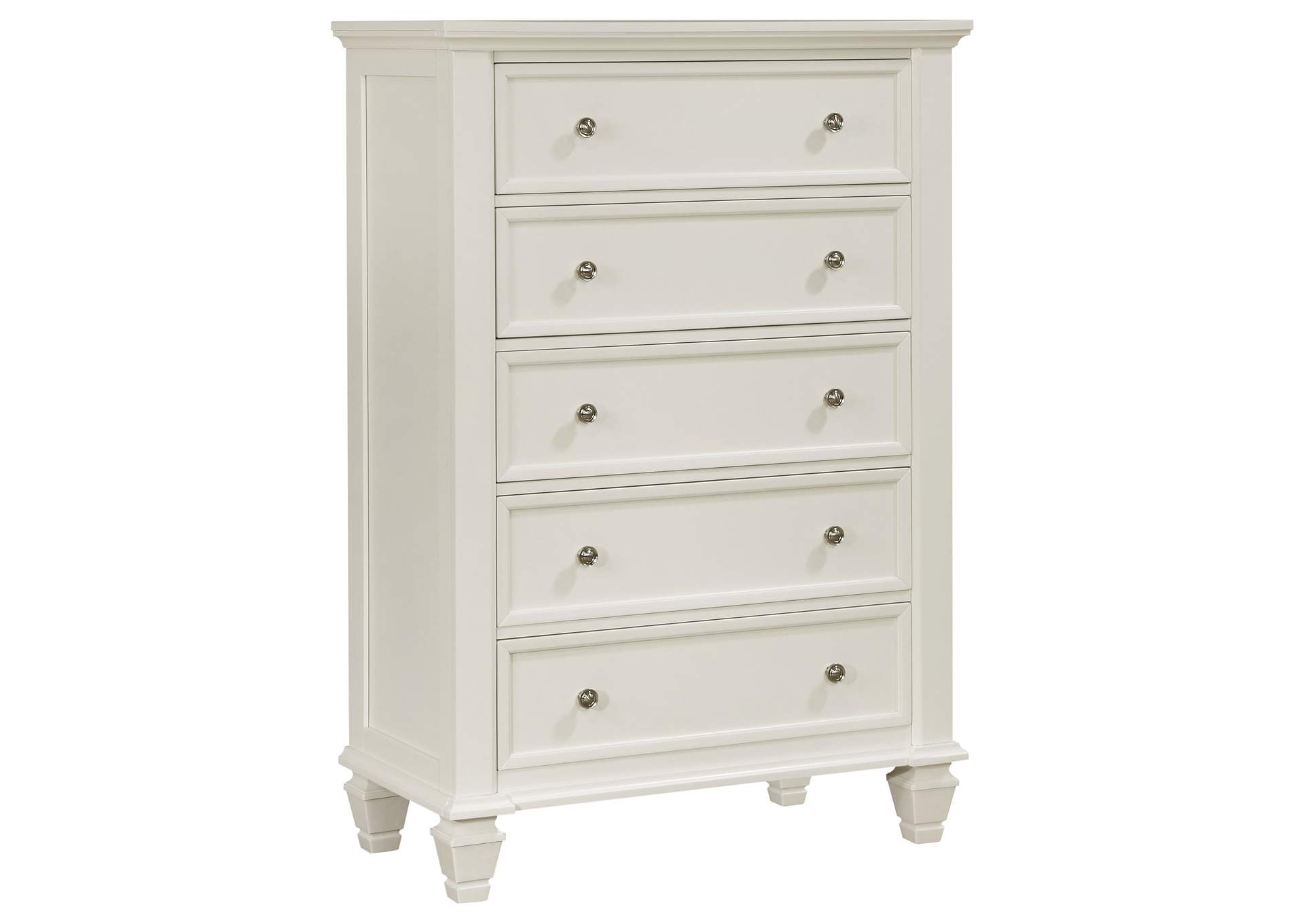Sandy Beach 5-drawer Rectangular Chest White,Coaster Furniture