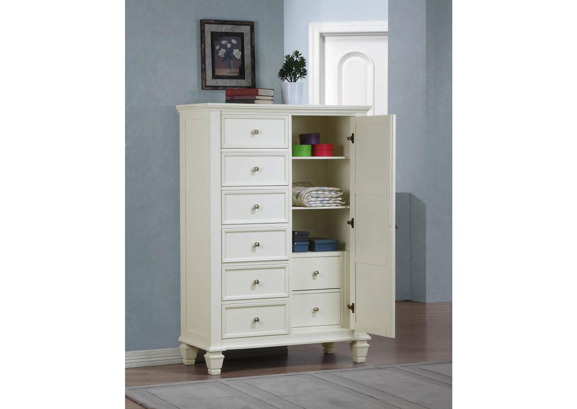 Sandy Beach 8 - drawer Man's Chest Storage White,Coaster Furniture