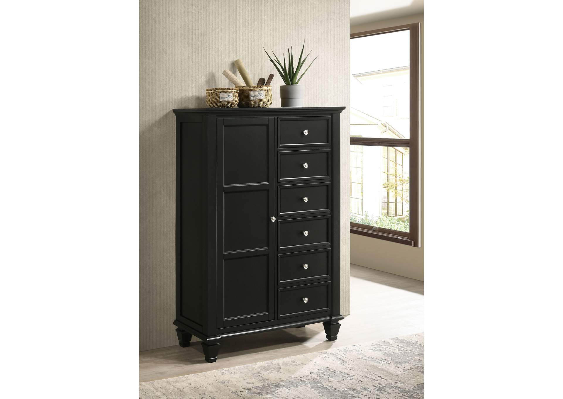 Sandy Beach Man&rsquo;s Chest with Concealed Storage Black,Coaster Furniture