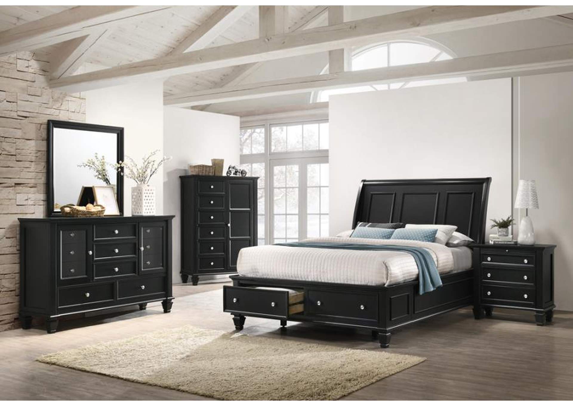 Sandy Beach Storage Bedroom Set With Sleigh Headboard,Coaster Furniture