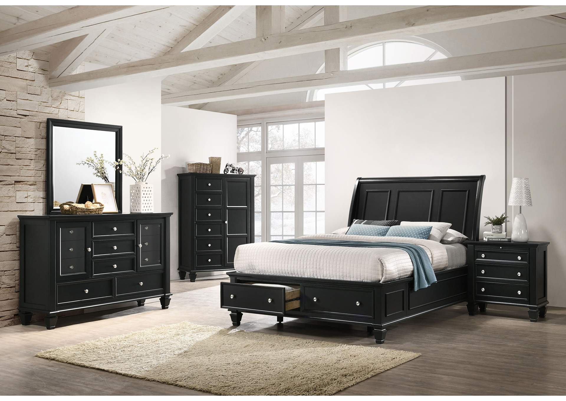 Sandy Beach California King Storage Sleigh Bed Black,Coaster Furniture