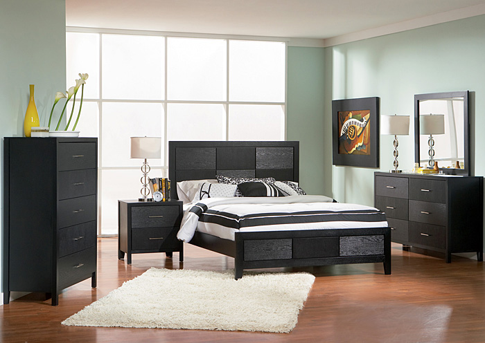 Grove Black Queen Bed, Dresser, Mirror & Nightstand,ABF Coaster Furniture