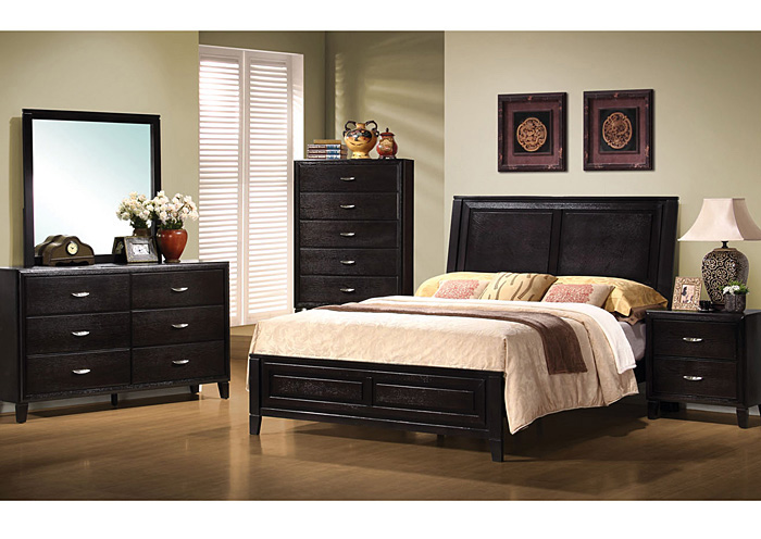 Nacey Cappucino Queen Bed, Dresser, Mirror & Drawer Chest,ABF Coaster Furniture