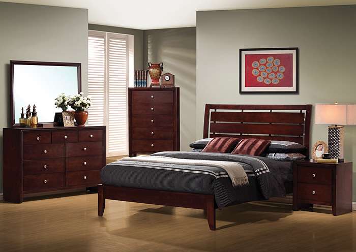 Serenity Merlot Queen Bed, Dresser, Mirror & Nightstand,ABF Coaster Furniture