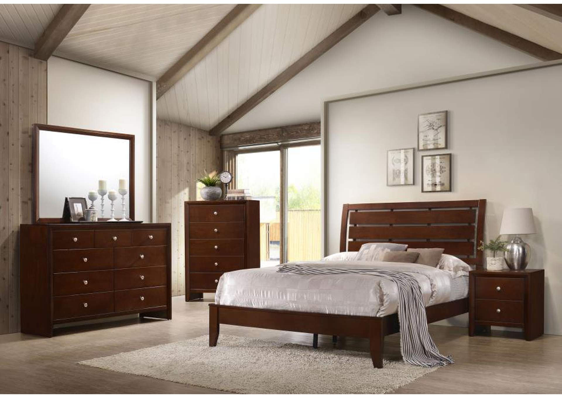 Serenity Full Panel Bed With Cut-Out Headboard Rich Merlot,Coaster Furniture