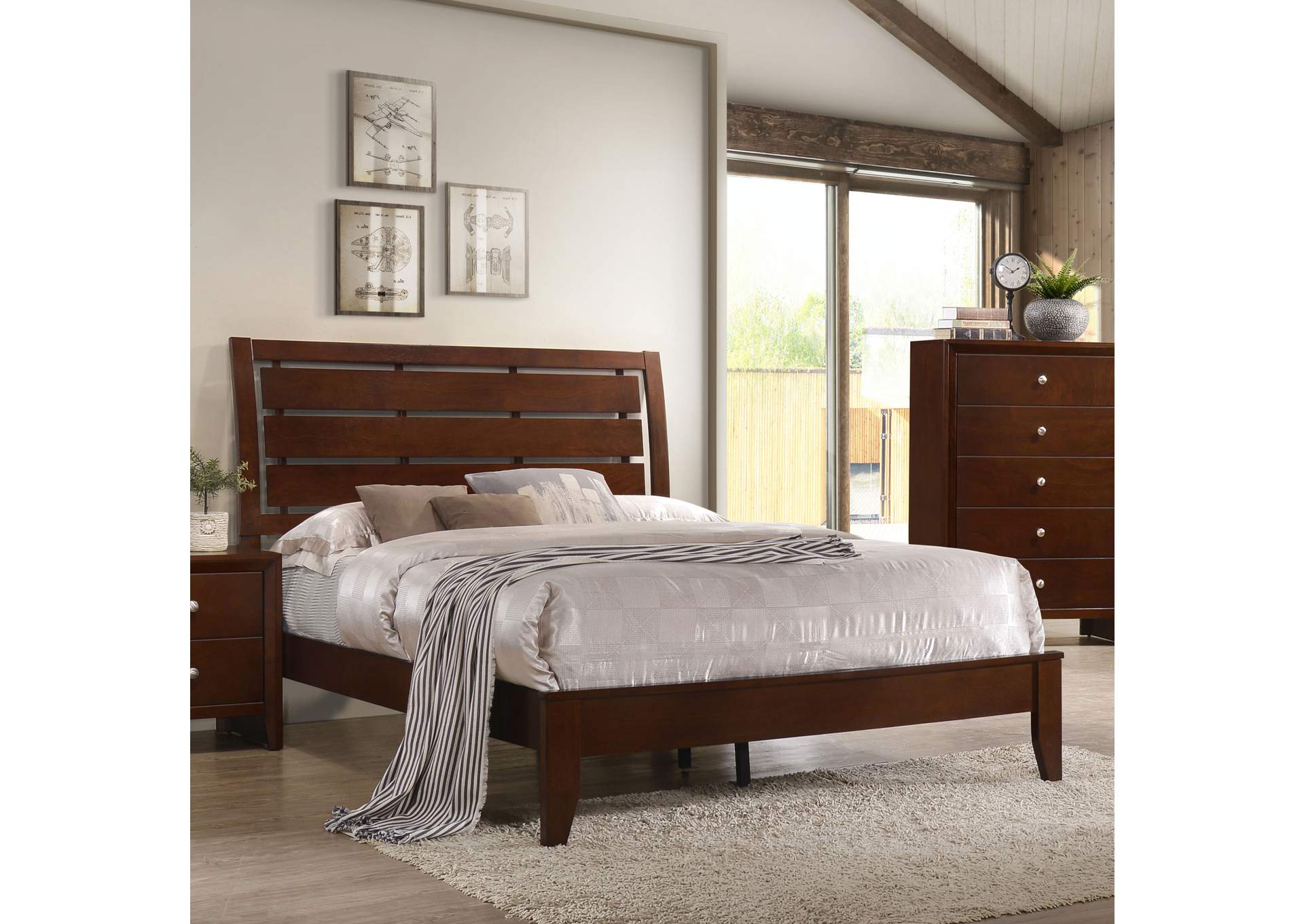 Serenity Queen Panel Bed Rich Merlot,Coaster Furniture