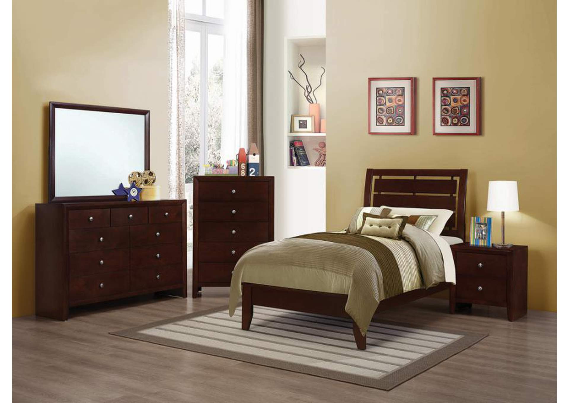 Serinity Twin Panel Bed with Cut-out Headboard Rich Merlot,Coaster Furniture