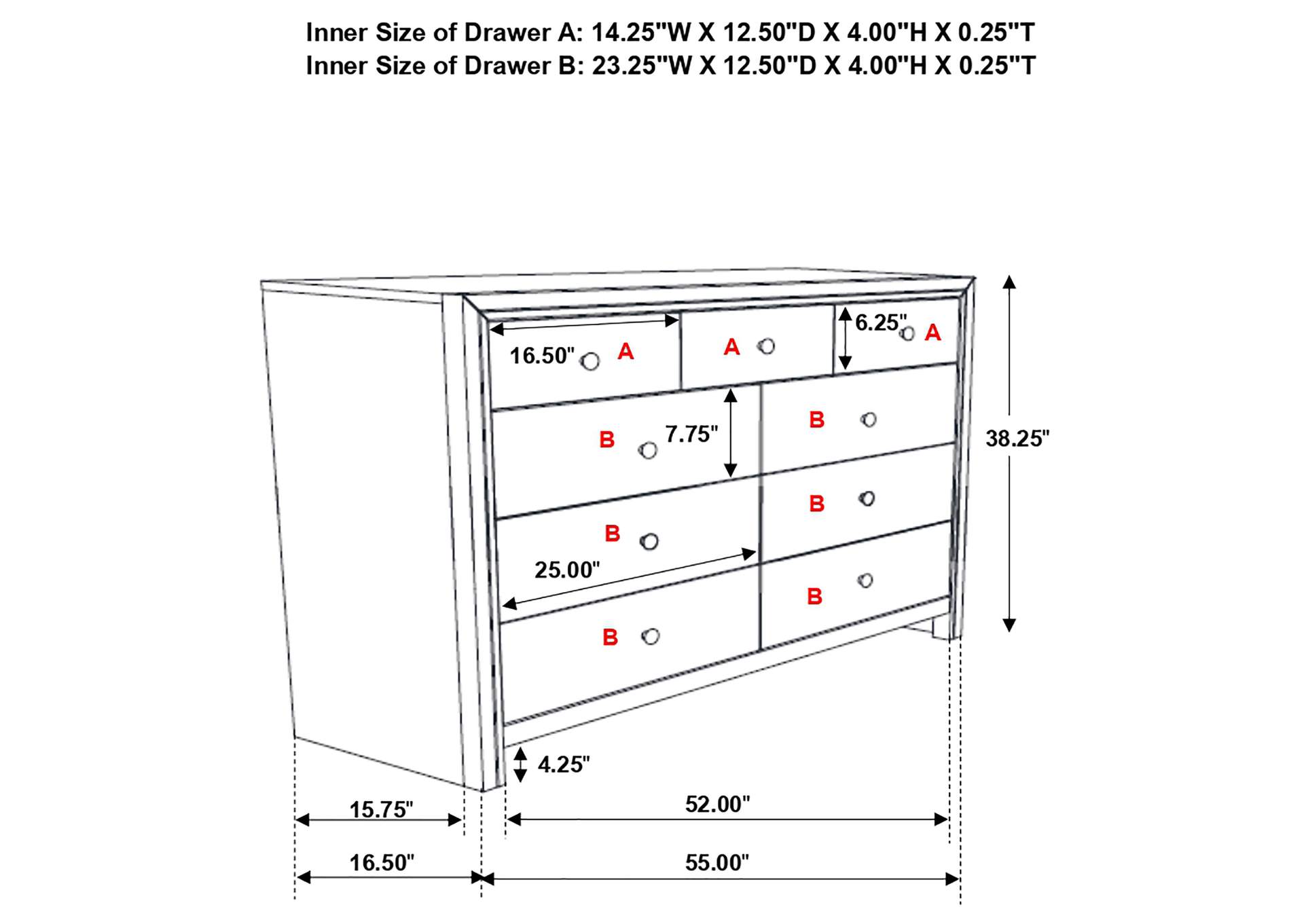 Serenity Rectangular 9-drawer Dresser Rich Merlot,Coaster Furniture