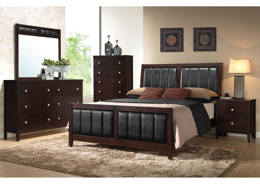 Solid Wood & Veneer Queen Bed w/Dresser & Mirror,Coaster Furniture