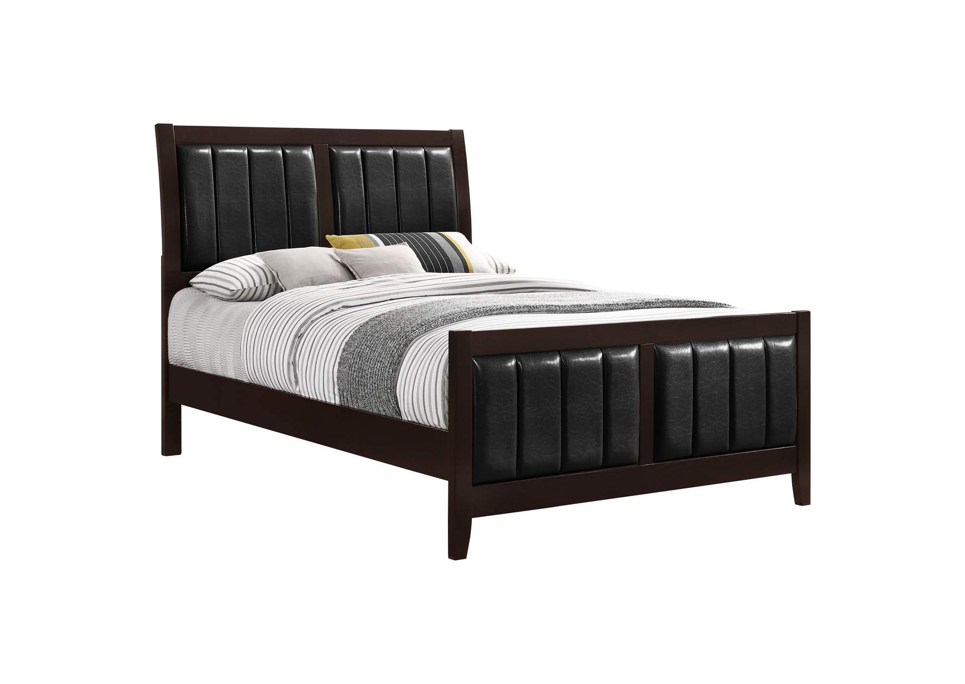 Carlton Eastern King Upholstered Bed Cappuccino and Black,Coaster Furniture