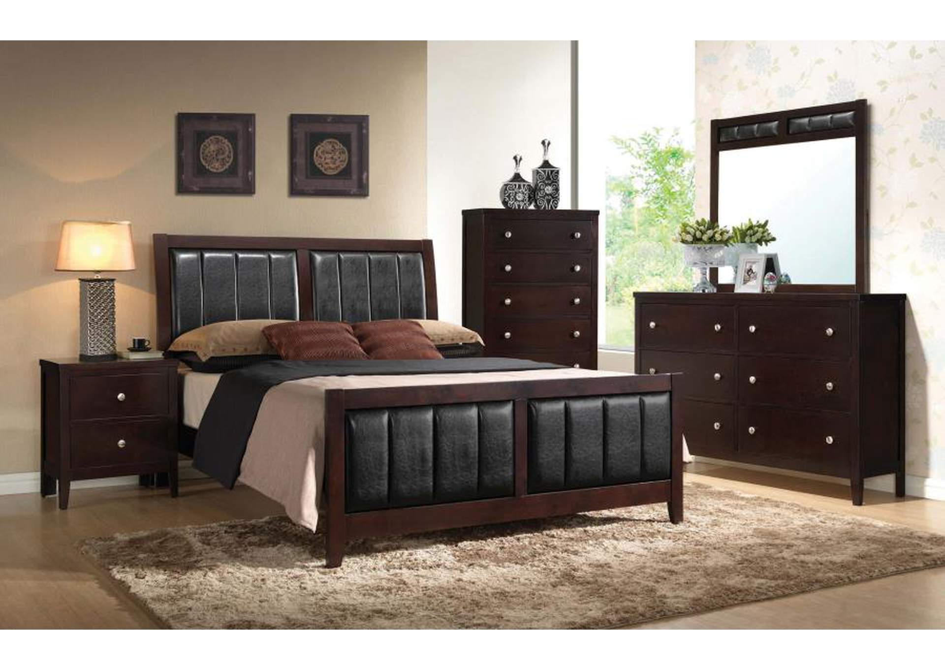 Carlton California King Upholstered Bed Cappuccino and Black,Coaster Furniture
