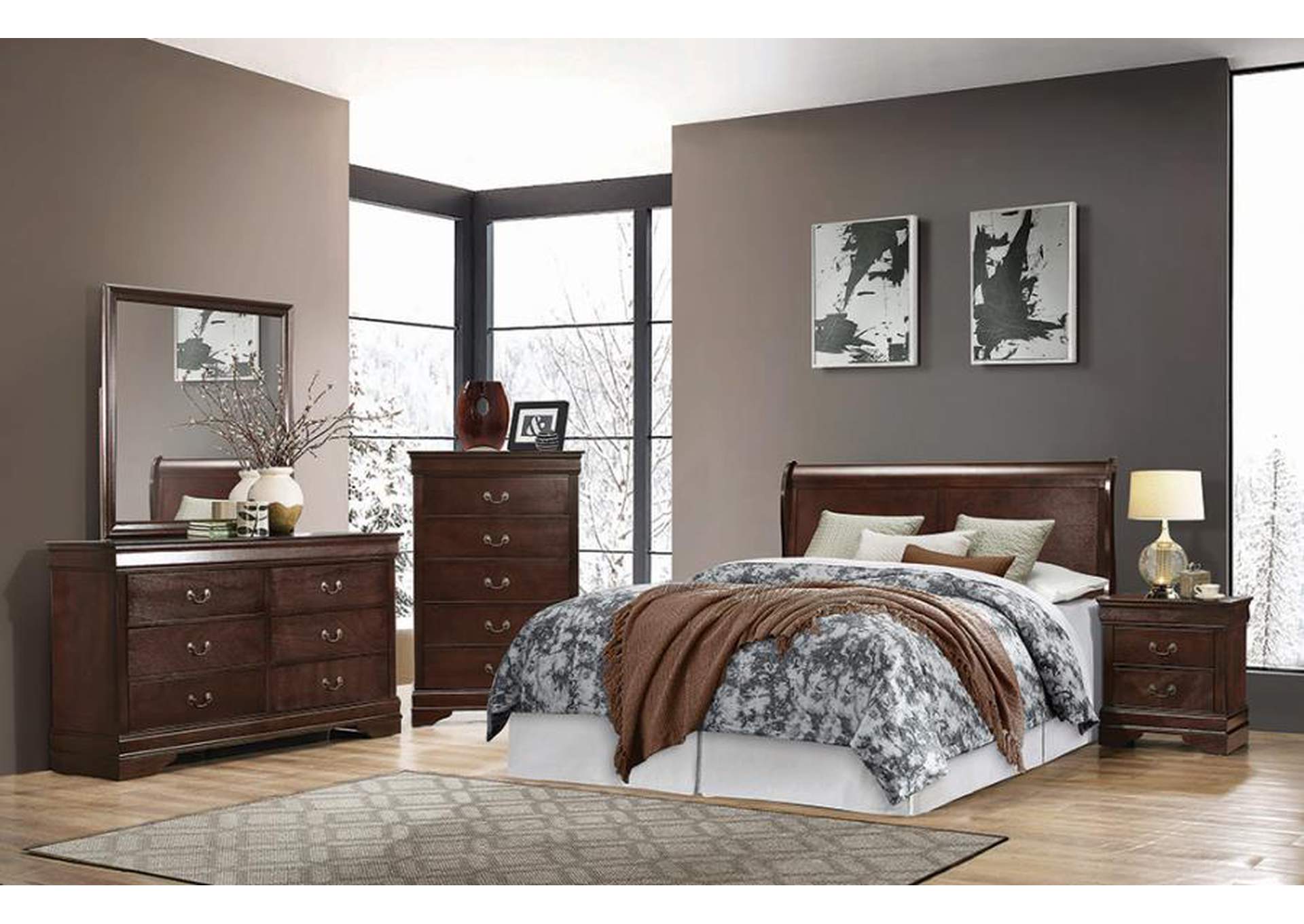 Louis Philippe Full Panel Sleigh Bed Cappuccino,Coaster Furniture