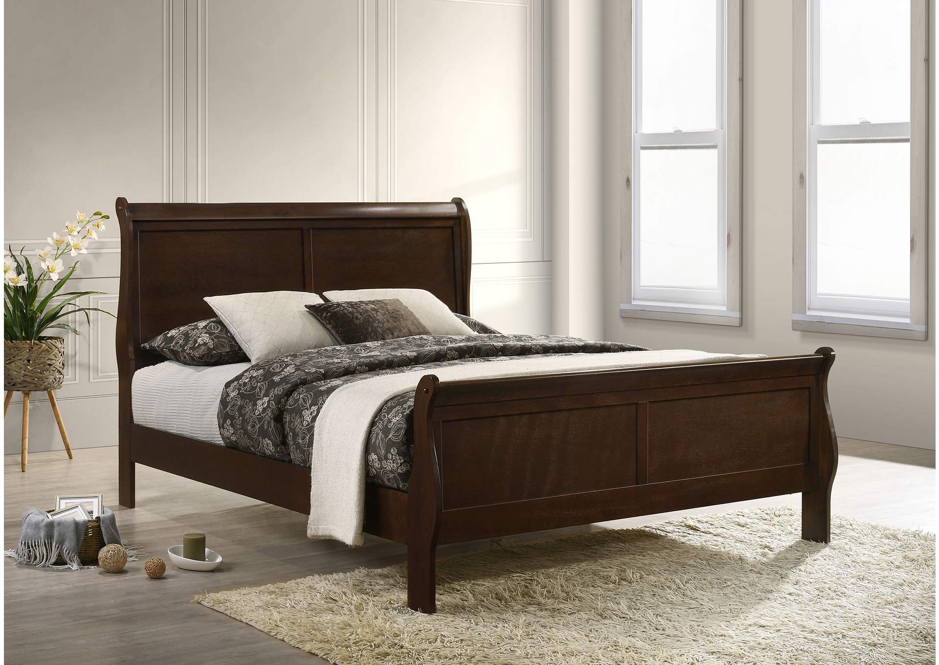 Louis Philippe Eastern King Panel Sleigh Bed Cappuccino,Coaster Furniture