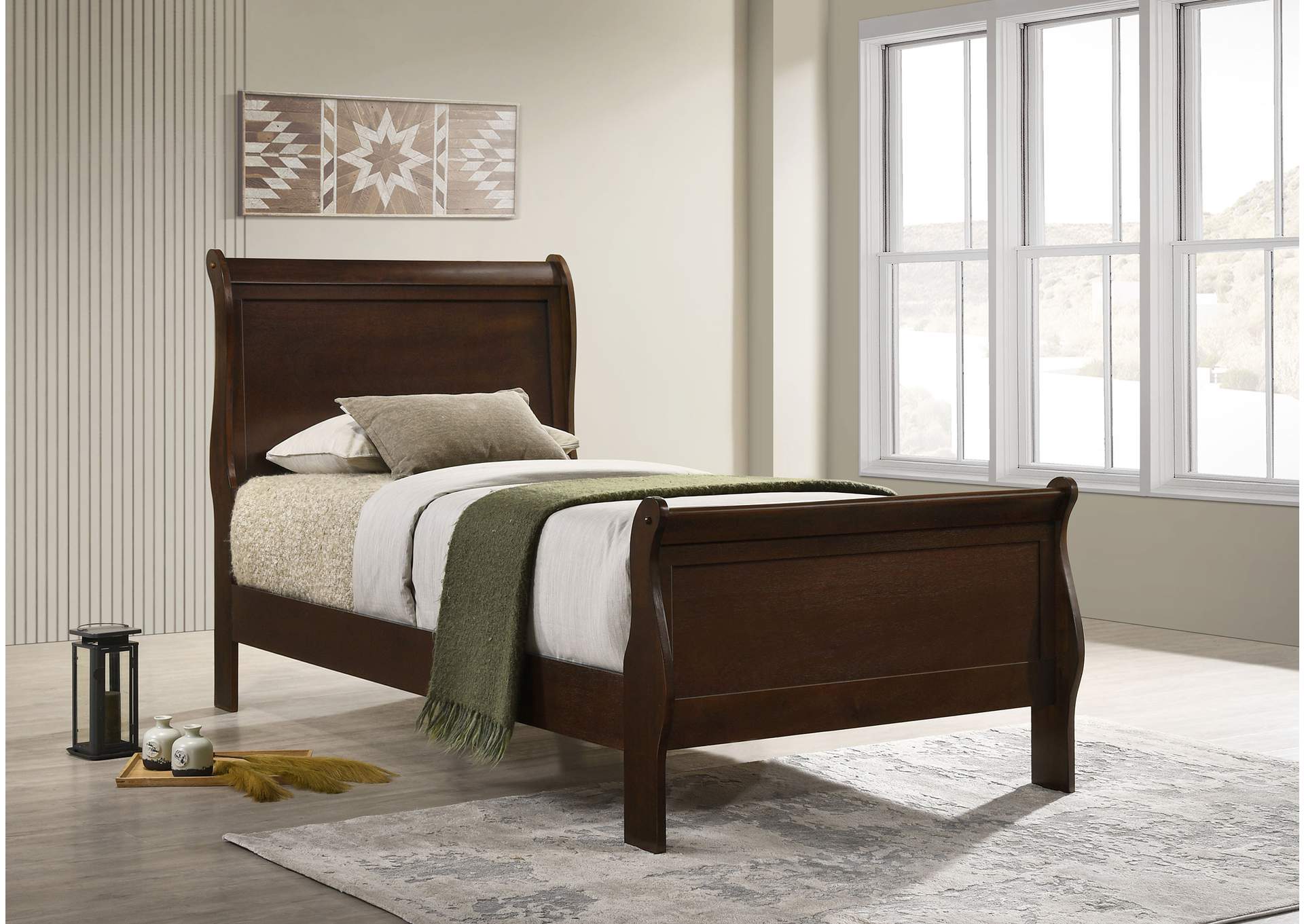 Louis Philippe Twin Panel Sleigh Bed Cappuccino,Coaster Furniture