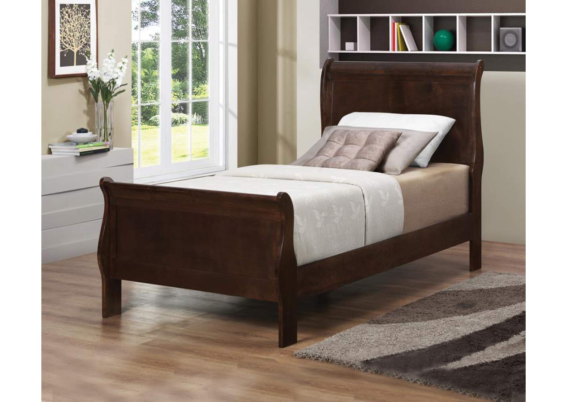 Louis Philippe Twin Panel Sleigh Bed Cappuccino Marietta Furniture Outlet