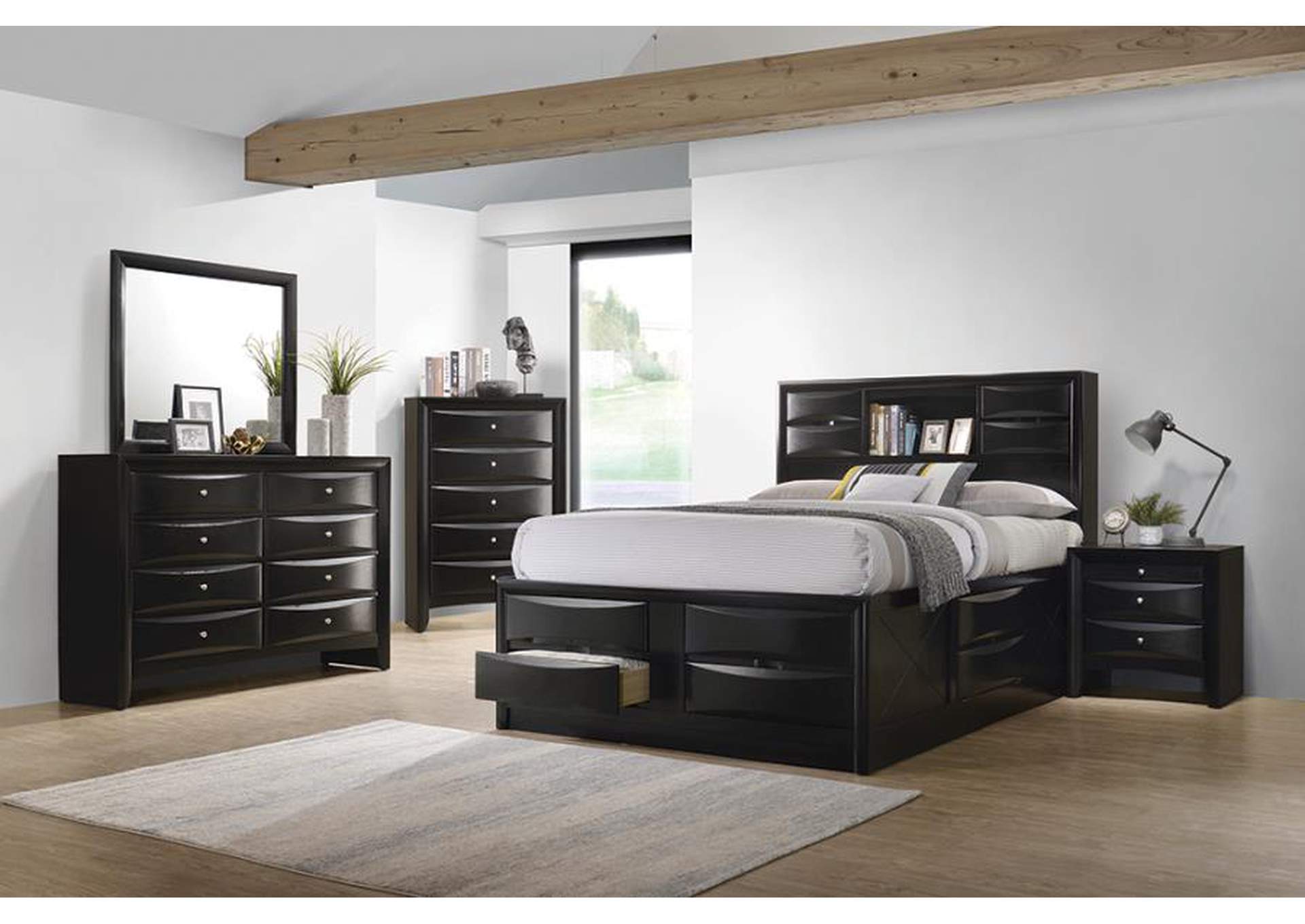 Briana Storage Bedroom Set With Bookcase Headboard Black