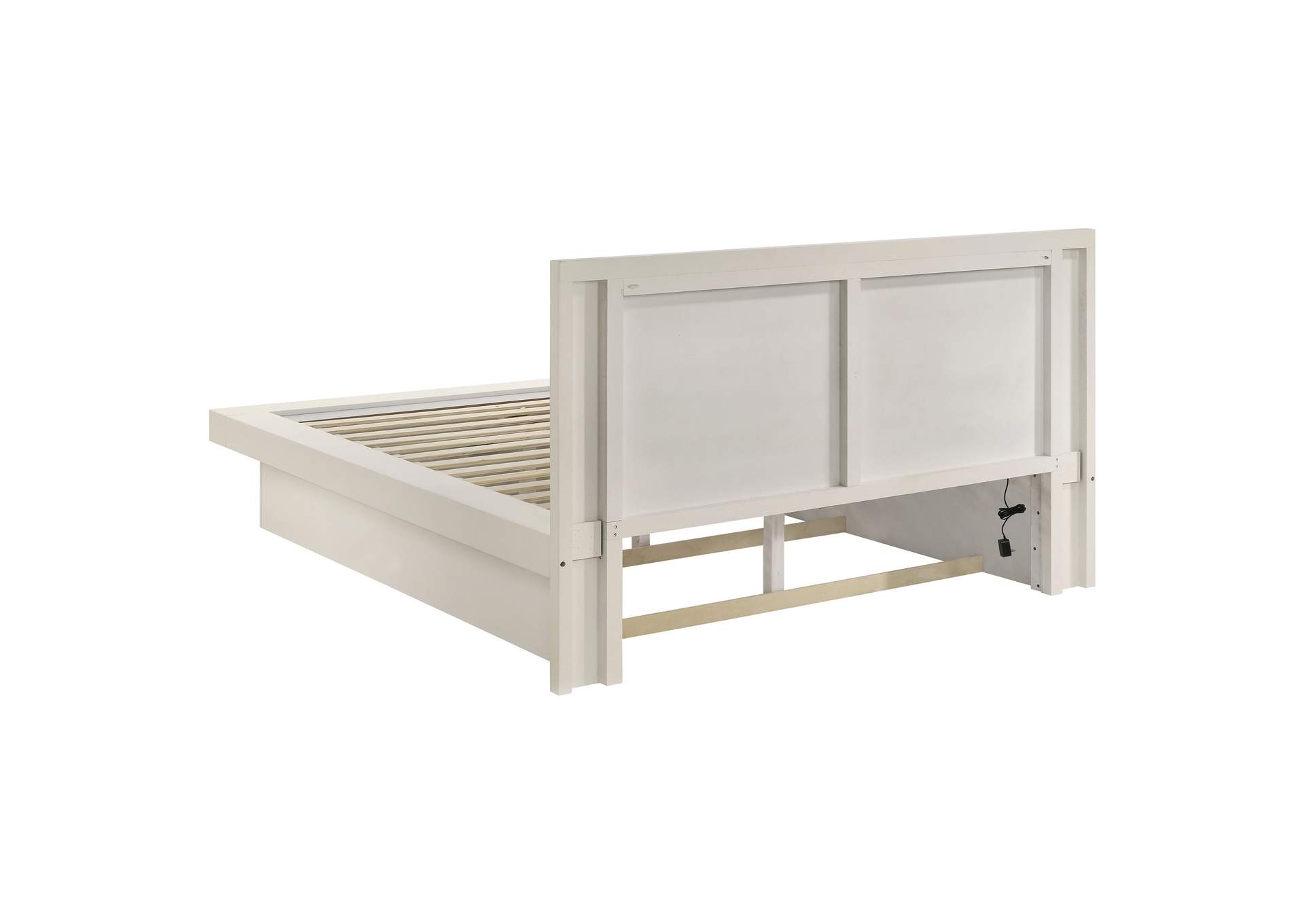 Jessica California King Platform Bed with Rail Seating White,Coaster Furniture