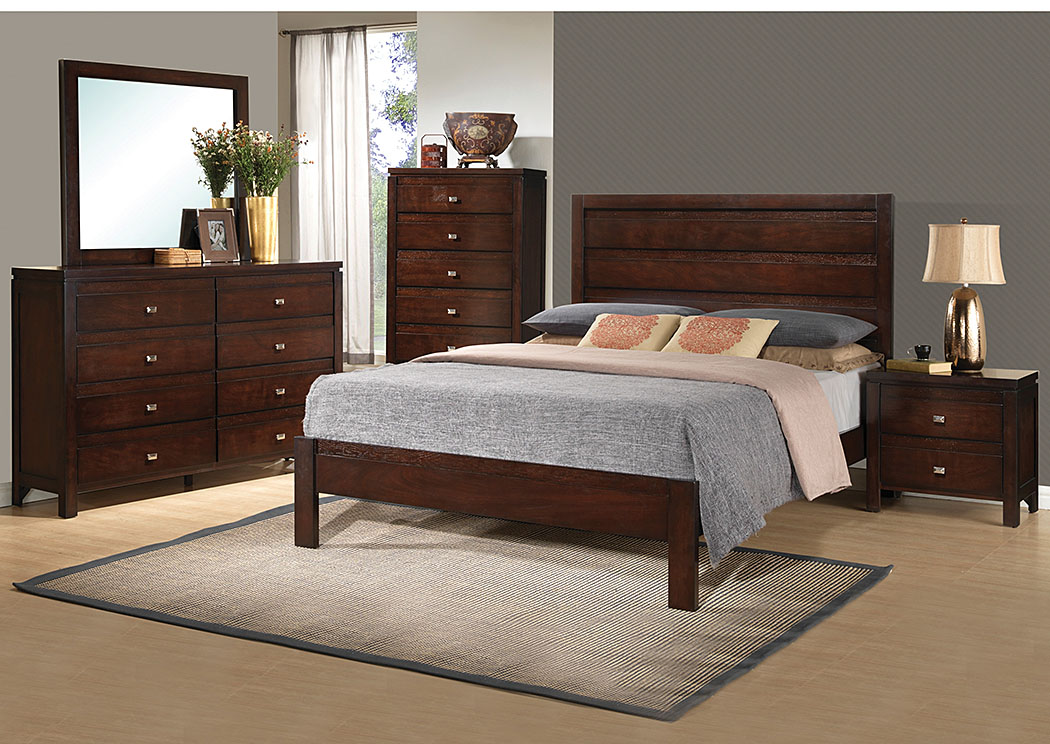 Cappuccino Queen Bed, Dresser, Mirror & Nightstand,ABF Coaster Furniture