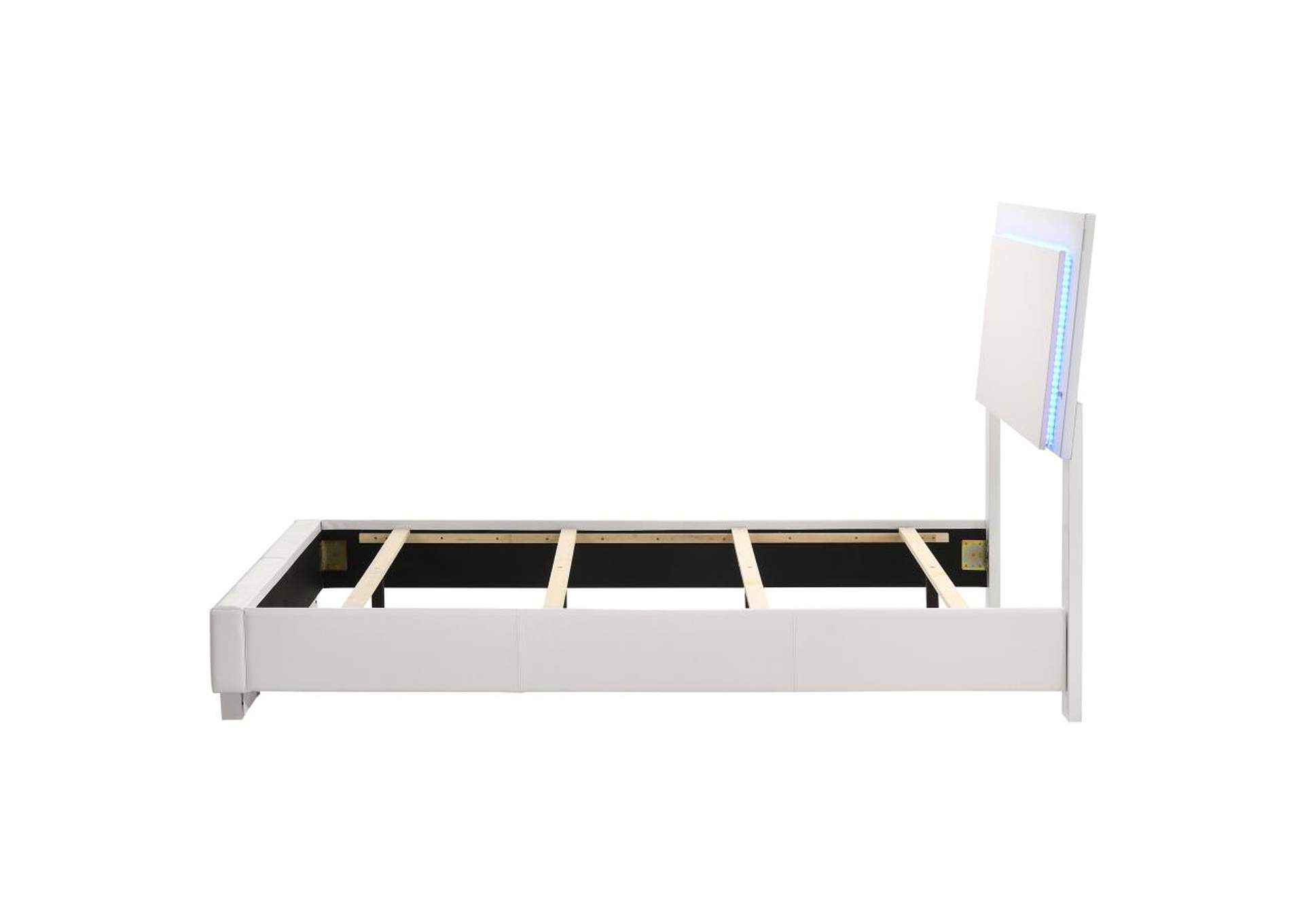 Felicity Twin Panel Bed With Led Lighting Glossy White,Coaster Furniture