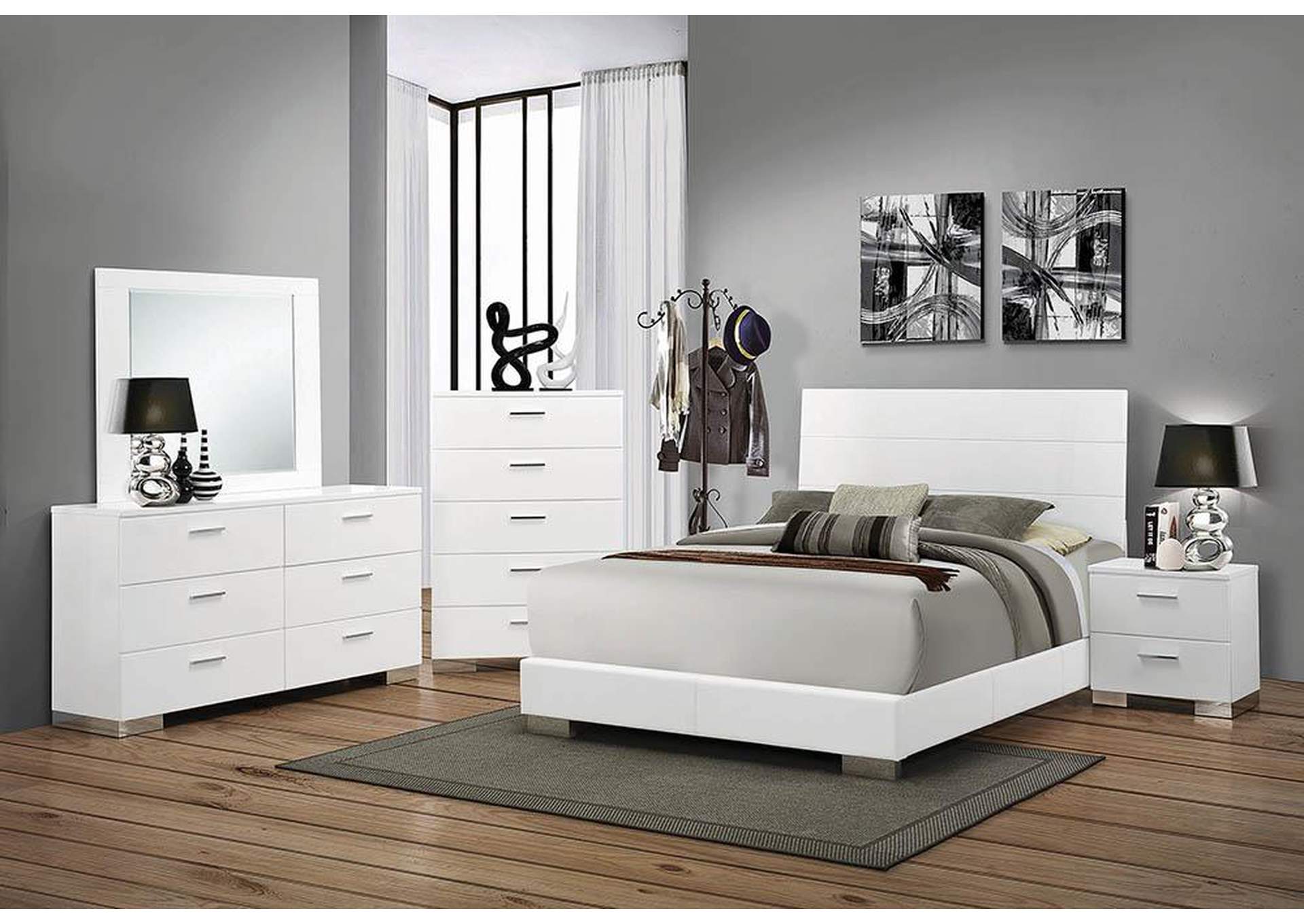 High Gloss White Queen Size Bed,ABF Coaster Furniture