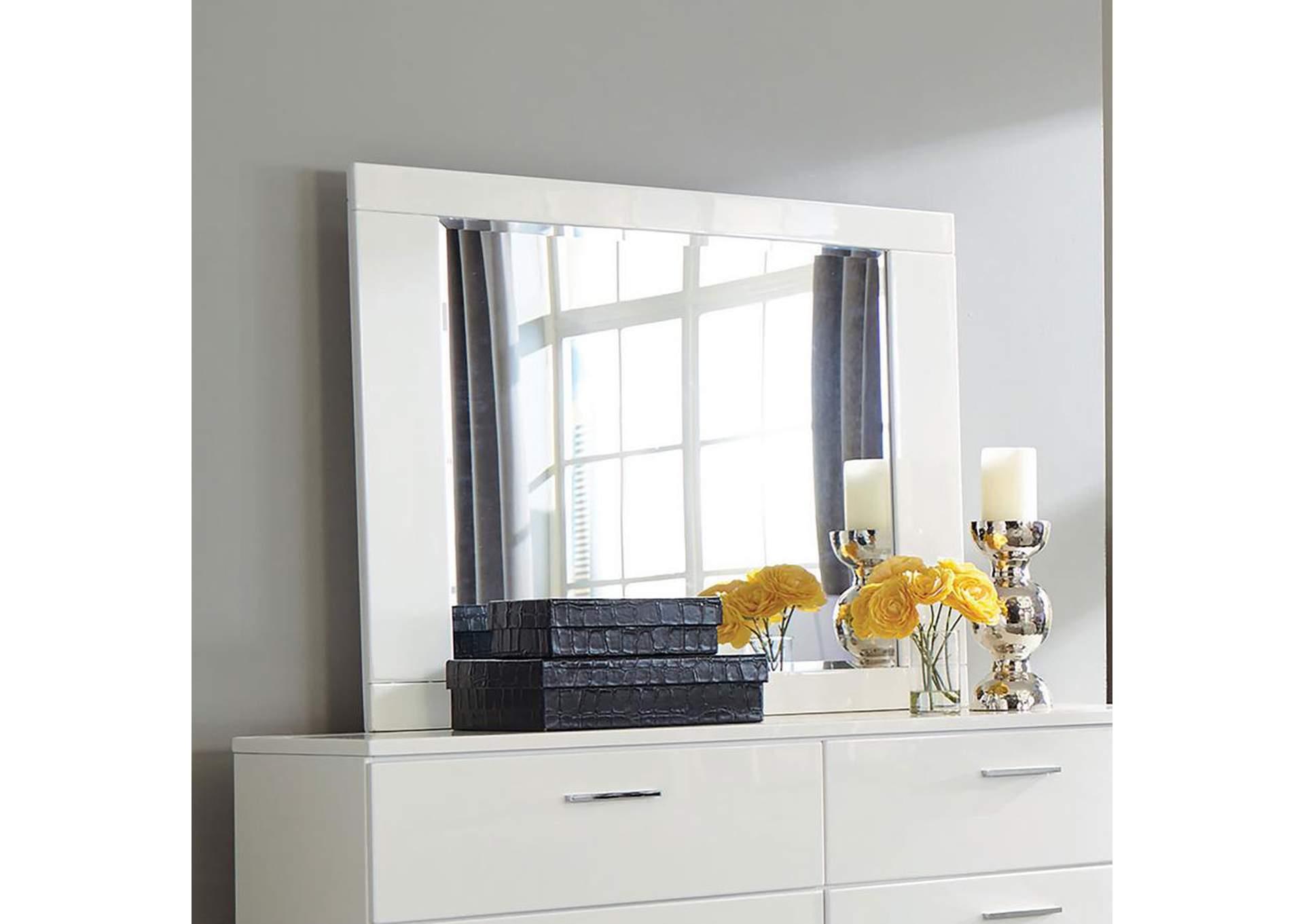 Felicity Rectangle Dresser Mirror Glossy White,Coaster Furniture