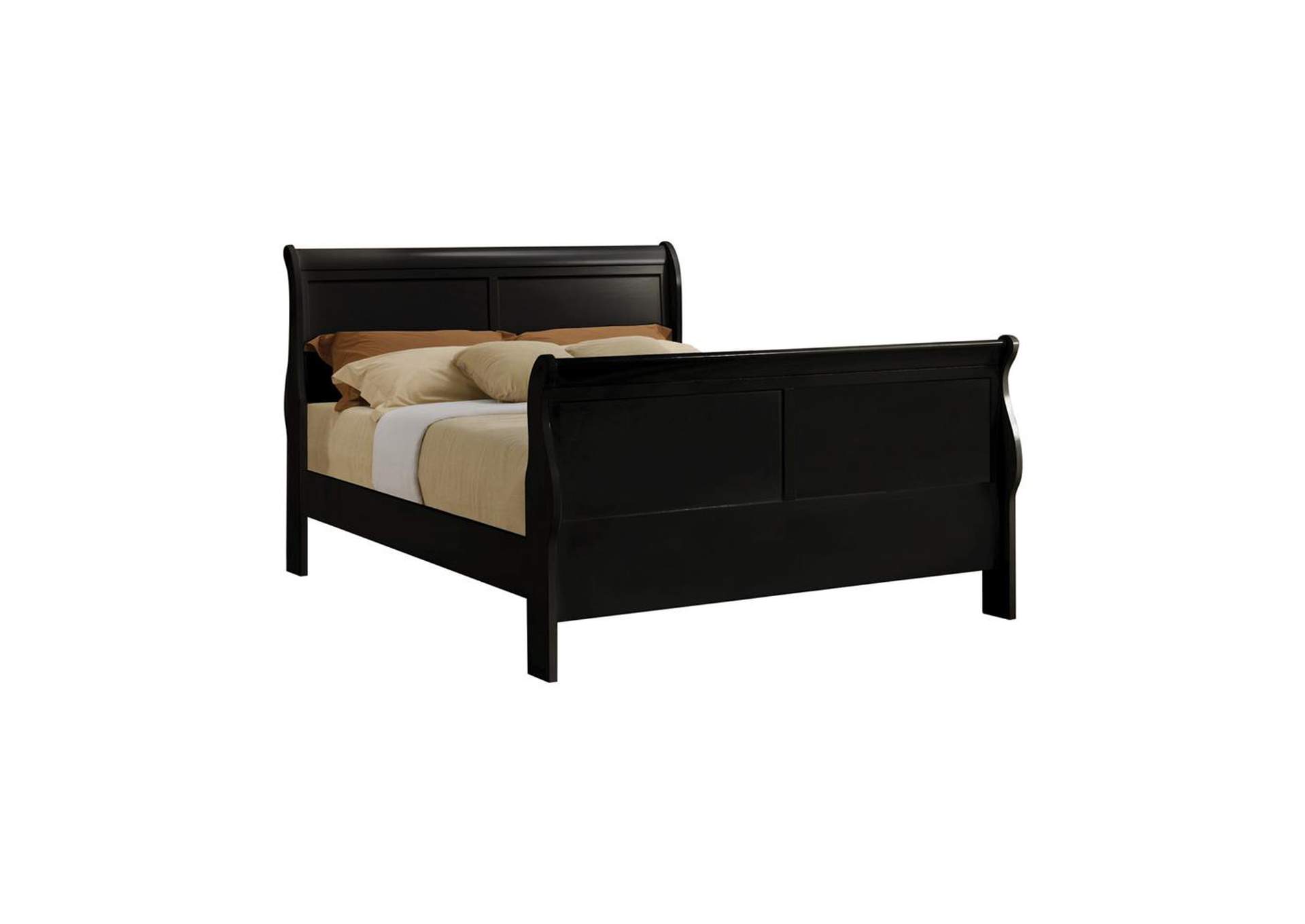 Louis Philippe Traditional Black Sleigh Full Bed,Coaster Furniture